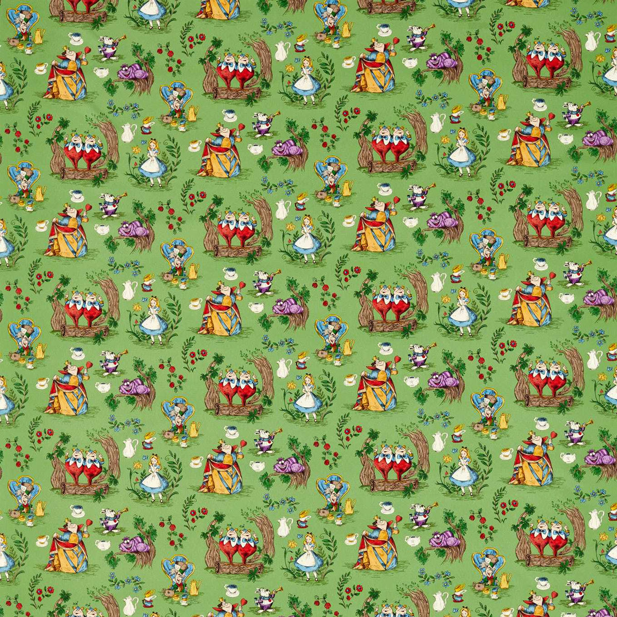 Sanderson X Disney &#39;Alice In Wonderland - Gumball Green&#39; Fabric