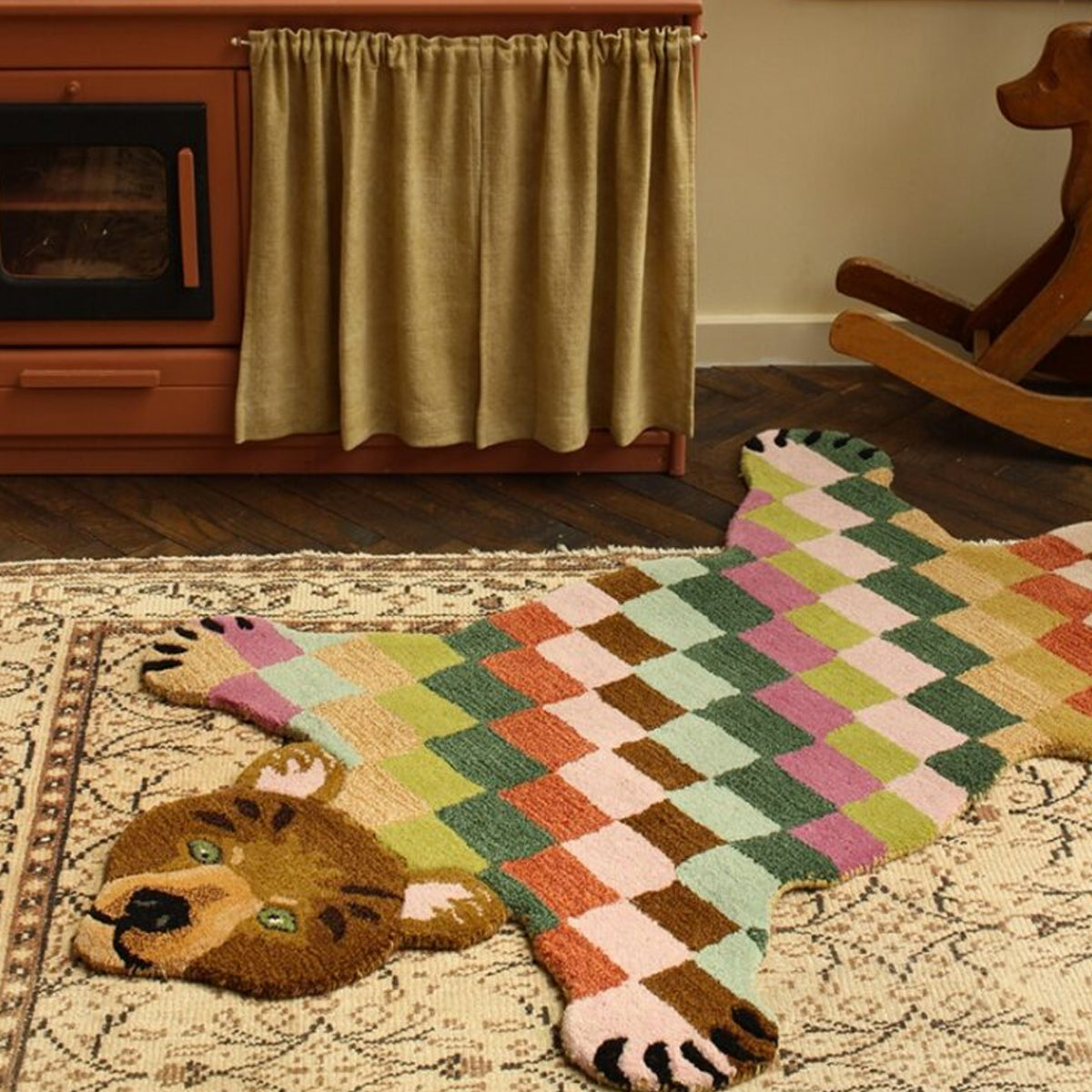 Archie Check Bear Rug Large - Doing Goods