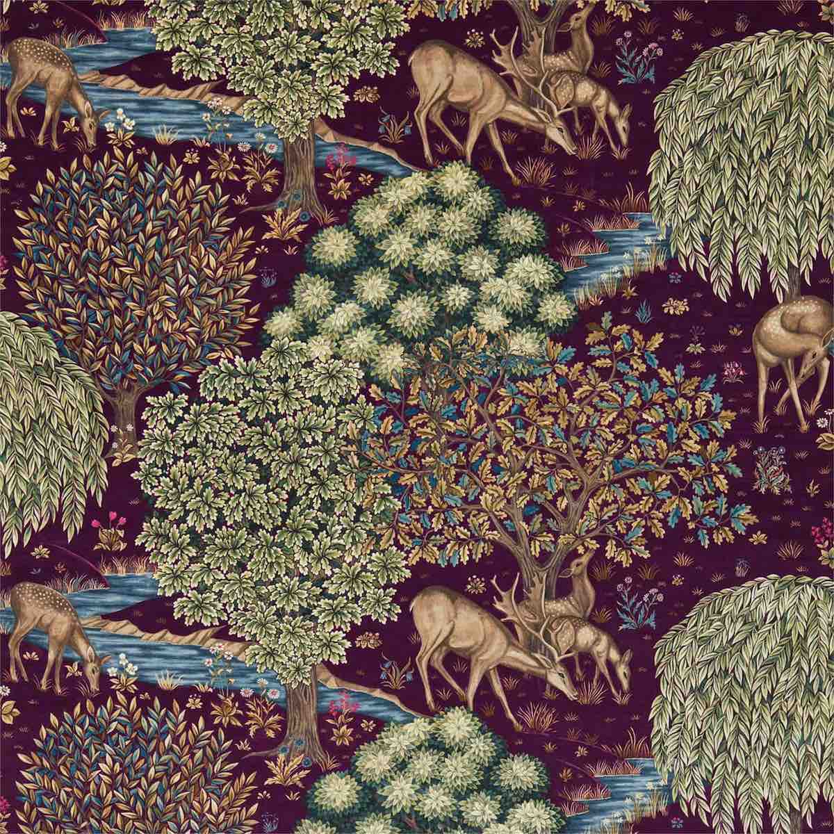 Morris &amp; Co &#39;The Brook - Tapestry Red&#39; Velvet Fabric