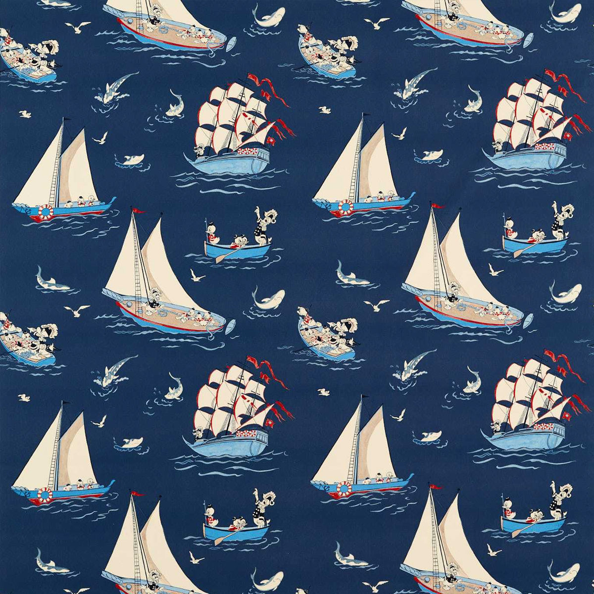 Sanderson X Disney &#39;Donald Nautical - Night Fishing&#39; Fabric
