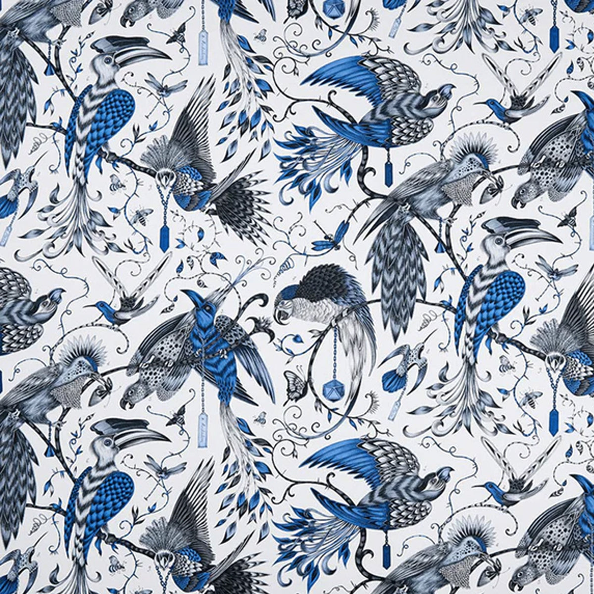 Clarke &amp; Clarke X Emma Shipley &#39;Audubon - Blue&#39; Fabric
