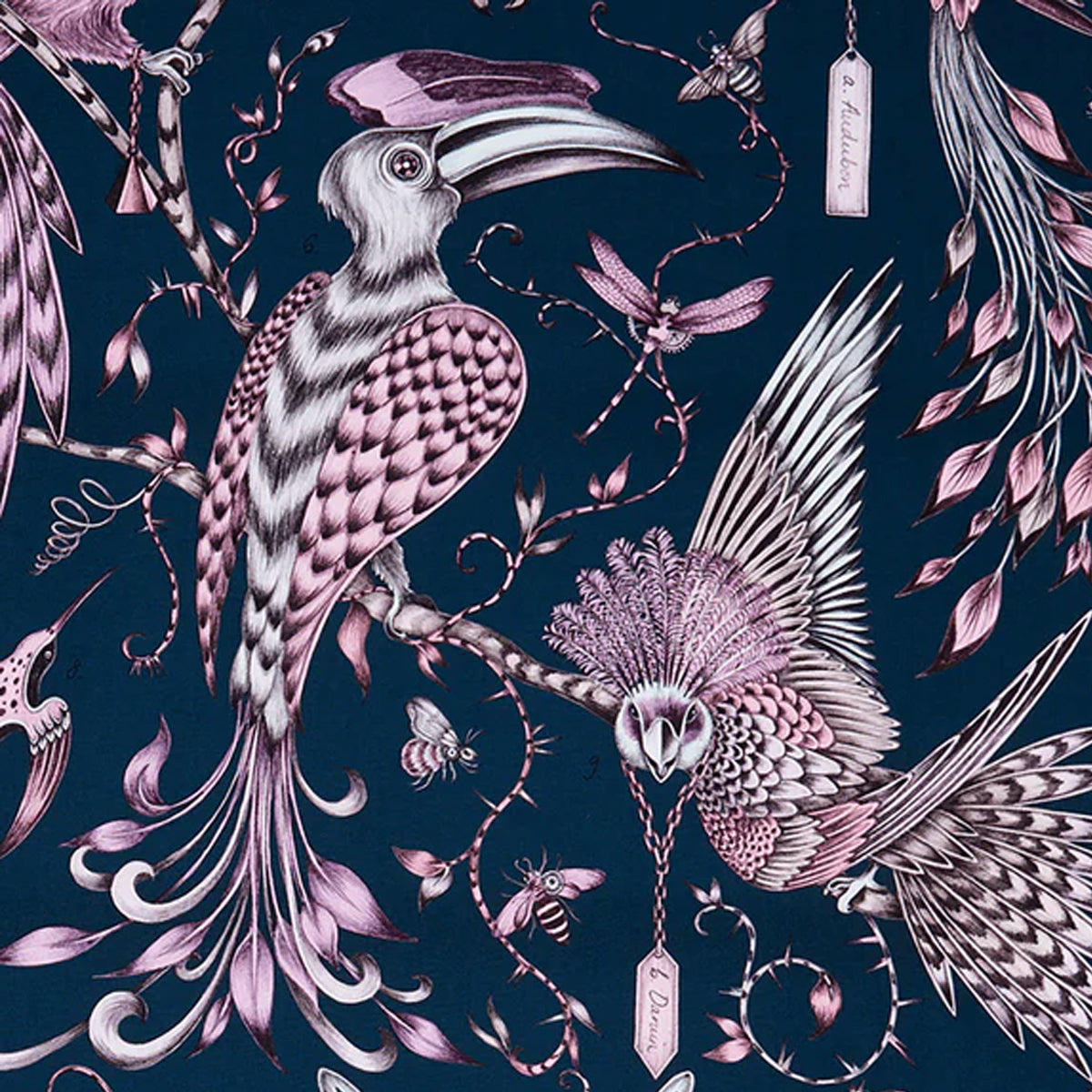 Clarke &amp; Clarke X Emma Shipley &#39;Audubon - Pink&#39; Fabric