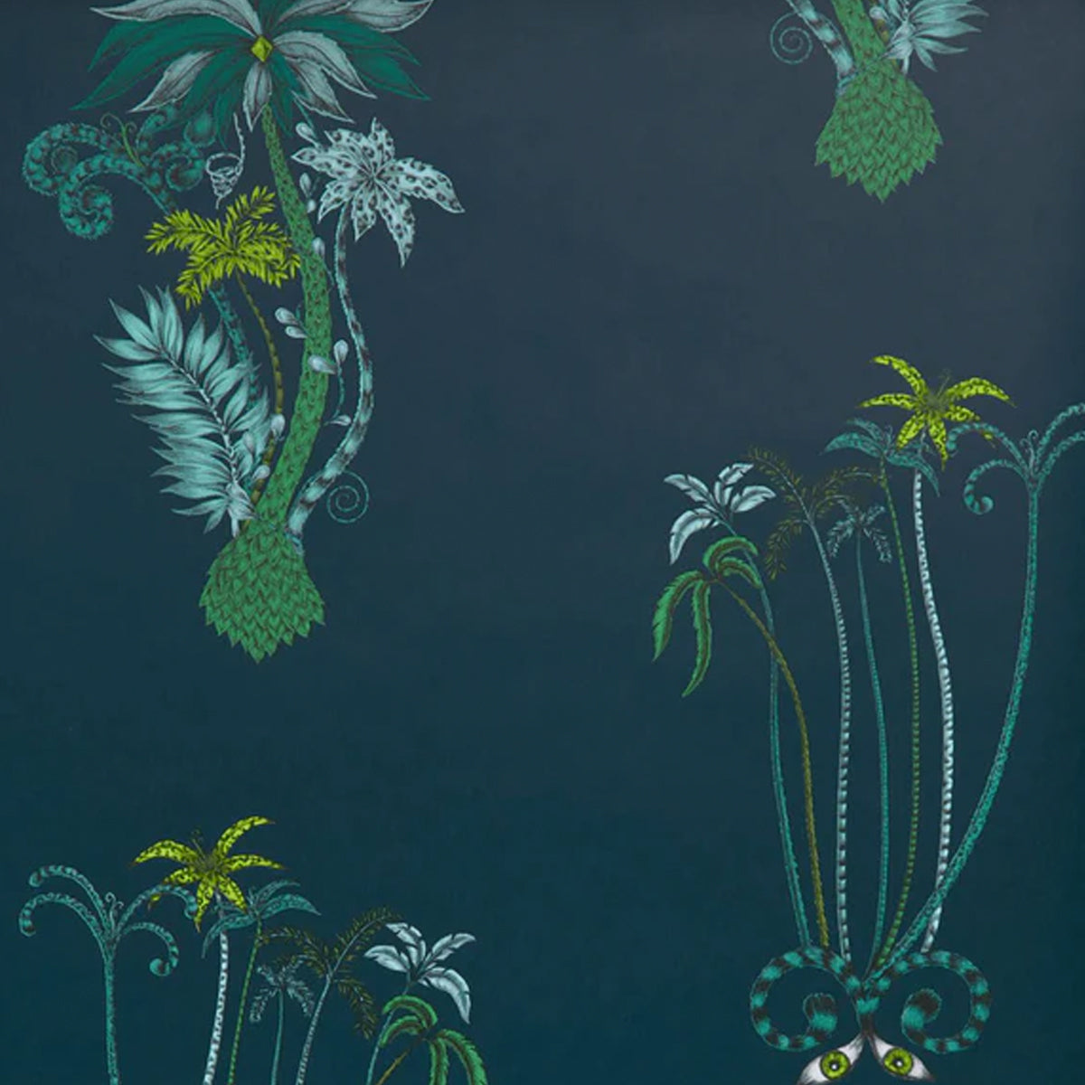 Clarke &amp; Clarke X Emma Shipley &#39;Jungle Palms - Navy&#39; Wallpaper