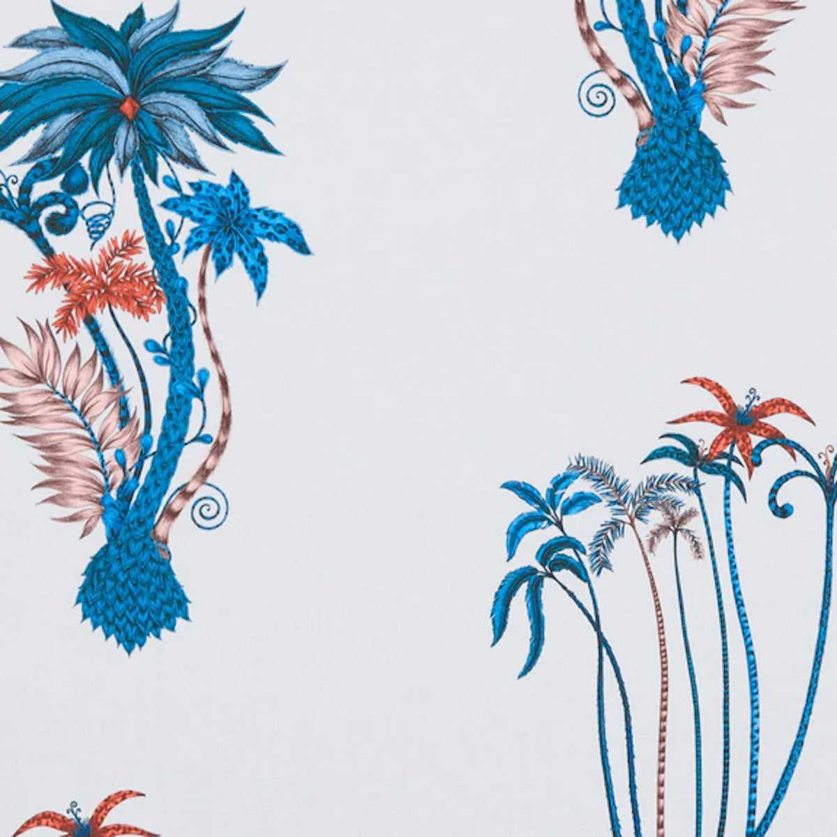 Clarke &amp; Clarke X Emma Shipley &#39;Jungle Palms - Blue&#39; Fabric