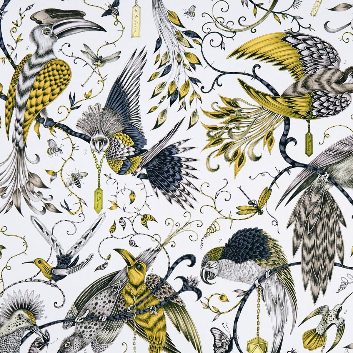 Clarke &amp; Clarke X Emma Shipley &#39;Audubon - Gold&#39; Fabric