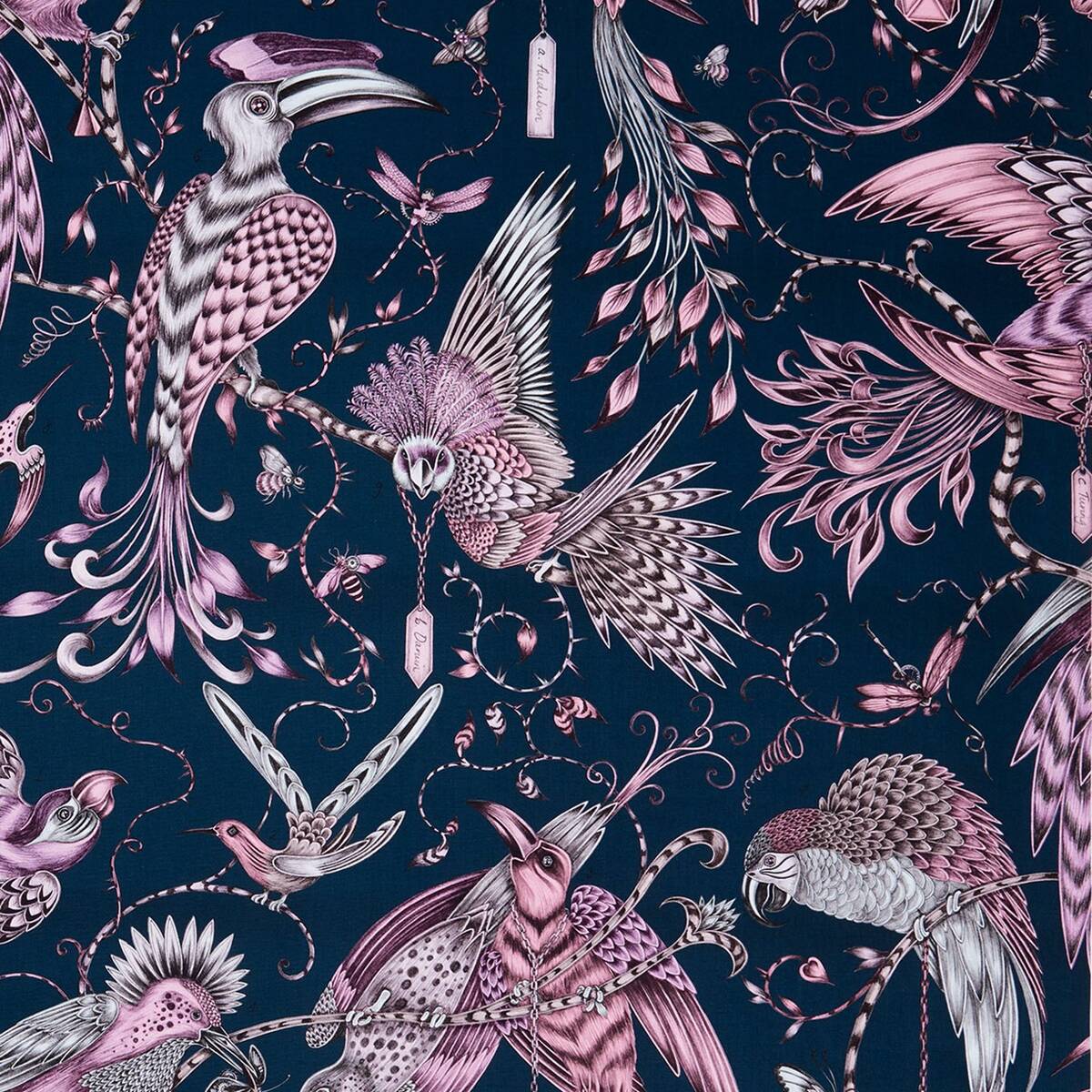 Clarke &amp; Clarke X Emma Shipley &#39;Audubon - Pink&#39; Fabric