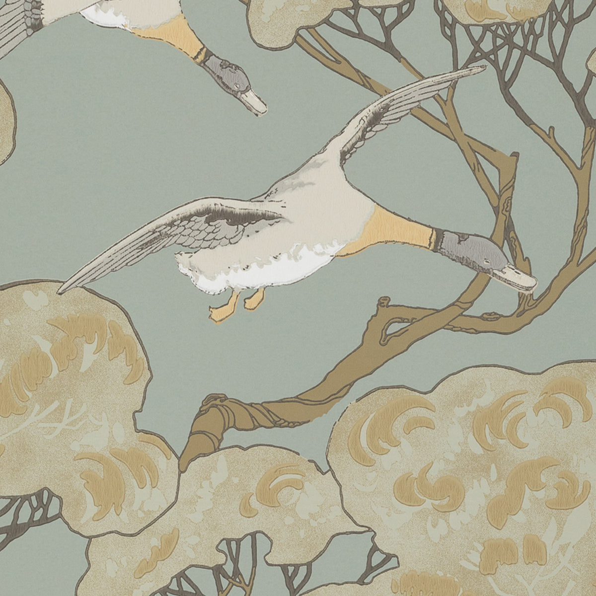 Mulberry Home &#39;Flying Ducks - Slate Blue&#39; Wallpaper