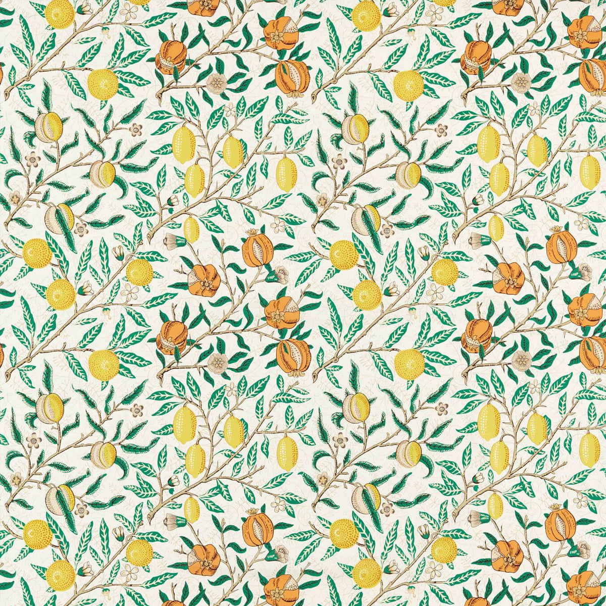 Morris &amp; Co &#39;Fruit - Sap Green/Tangerine&#39; Fabric
