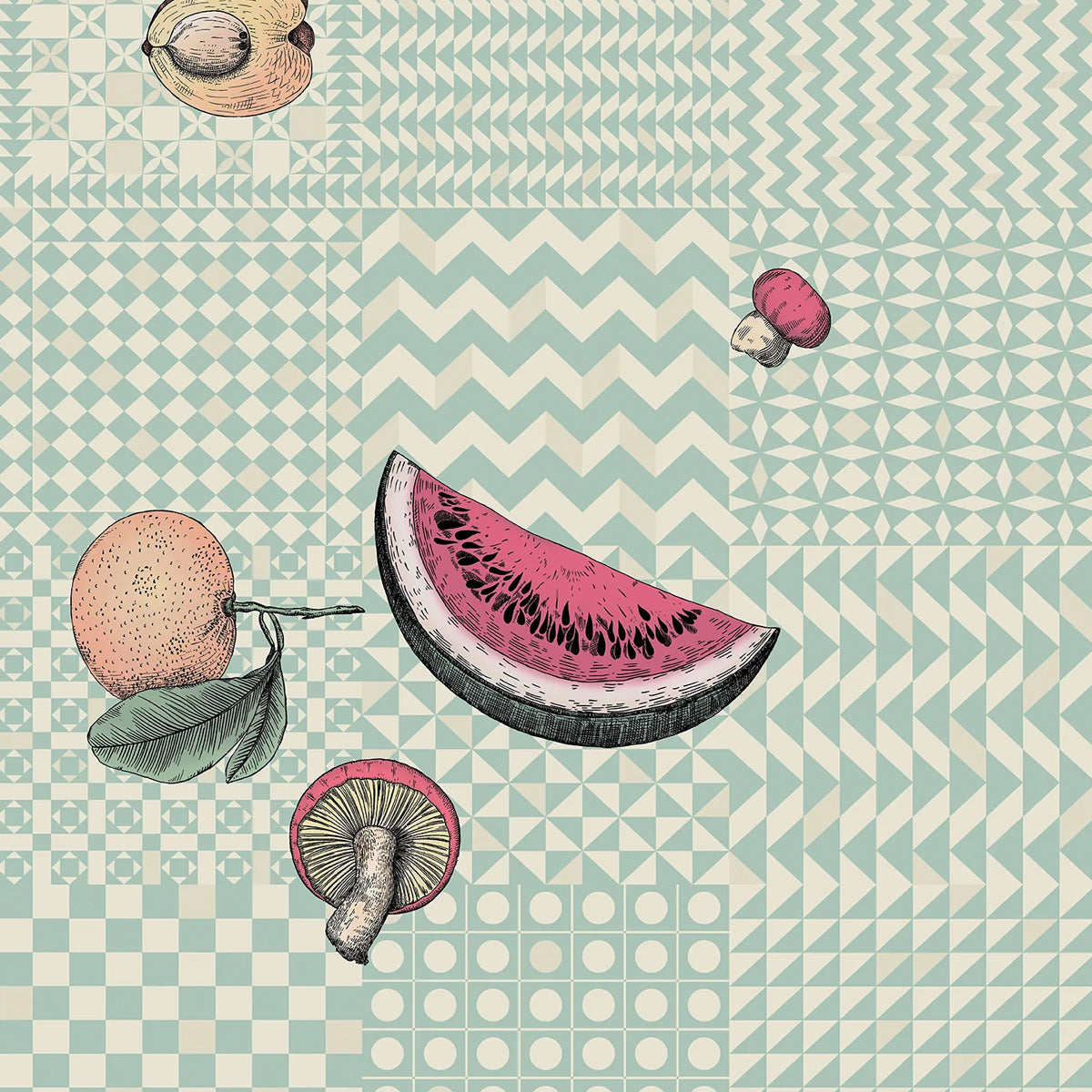 Cole &amp; Son &#39;Frutta e Geometrico - Pastel&#39; Wallpaper