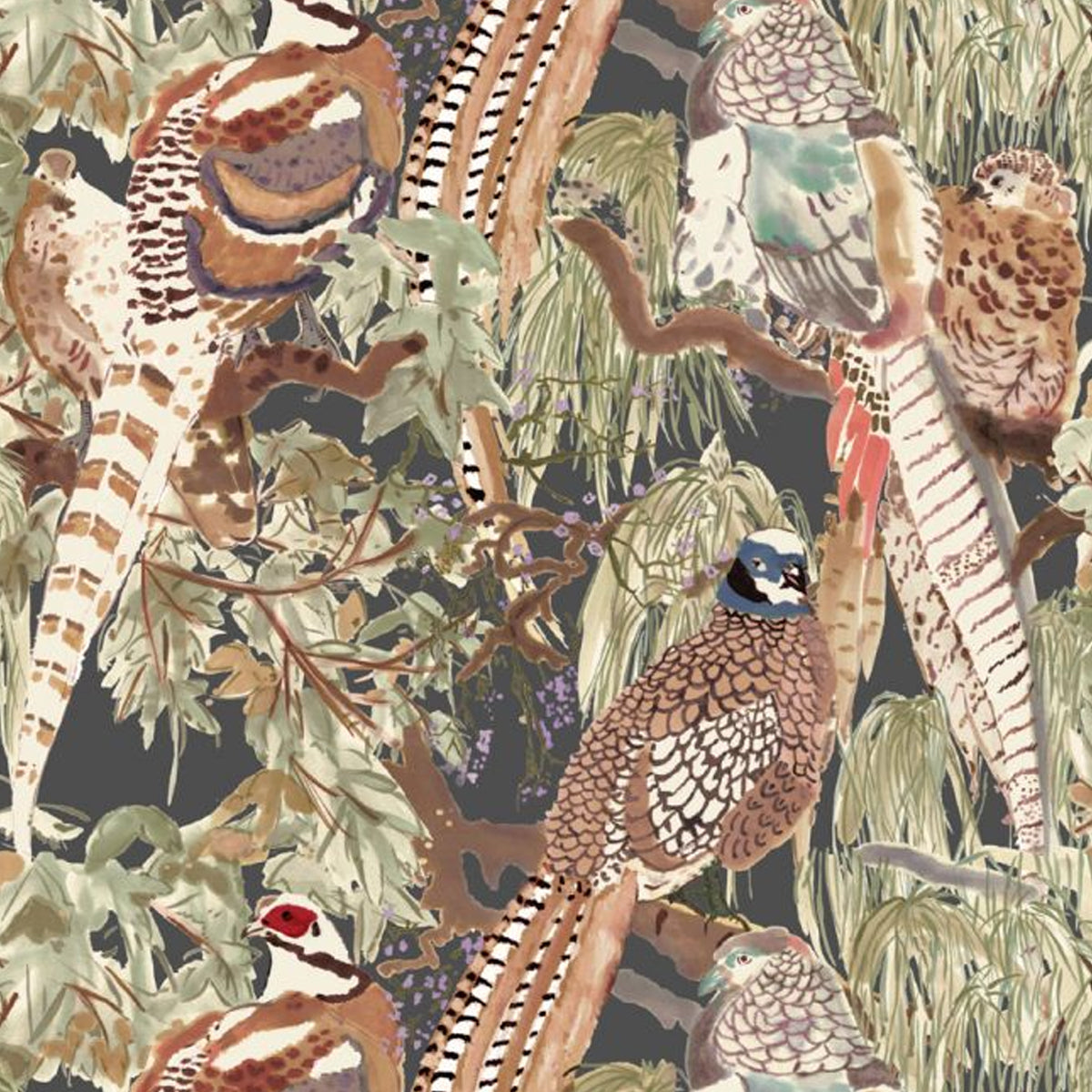 Mulberry Home &#39;Game Birds - Charcoal&#39; Wallpaper