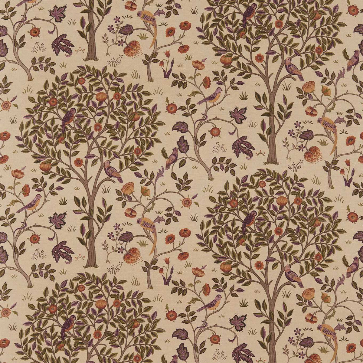 Morris &amp; Co &#39;Kelmscott Tree - Mulberry/Russet&#39; Fabric