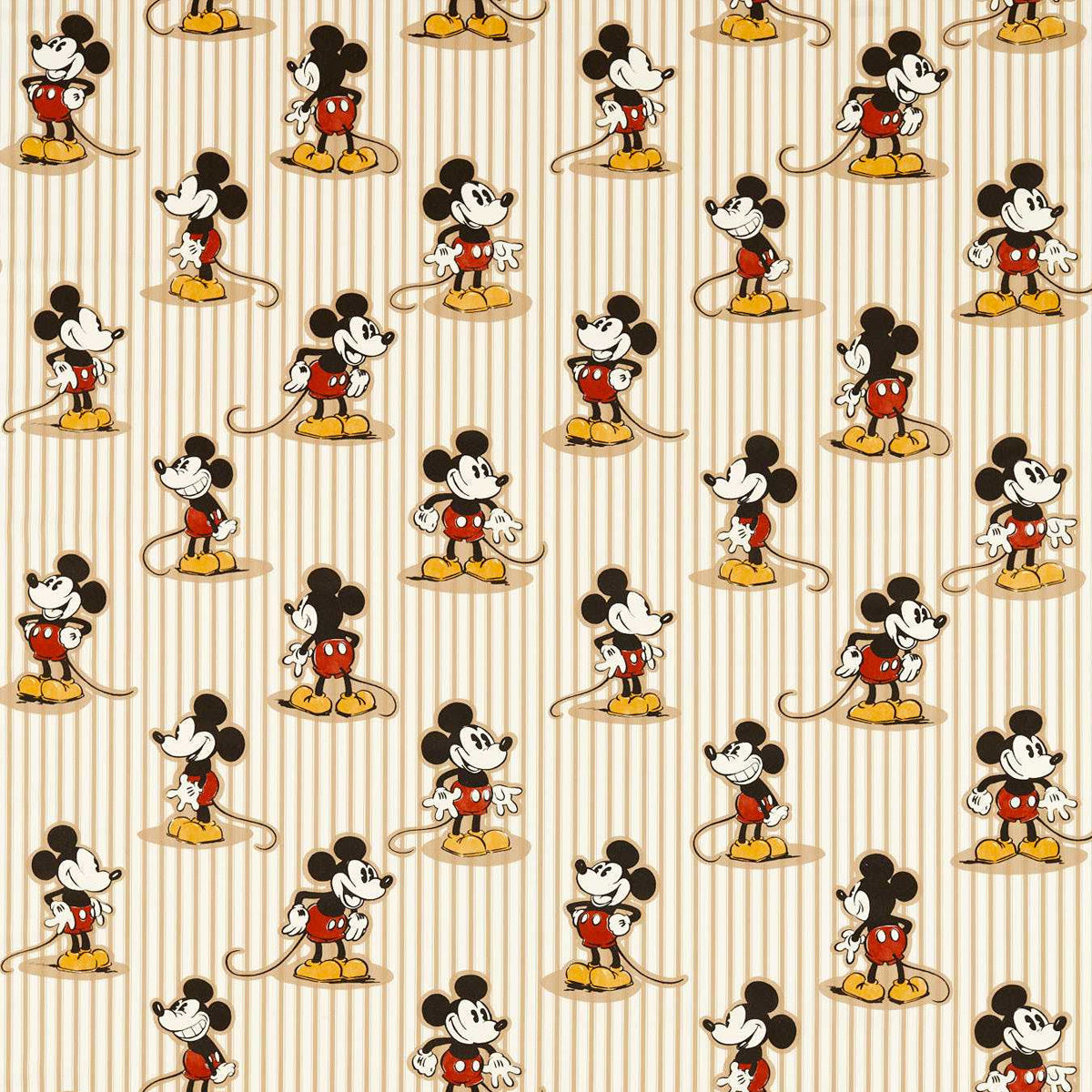 Sanderson X Disney &#39;Mickey Stripe - Peanut&#39; Fabric