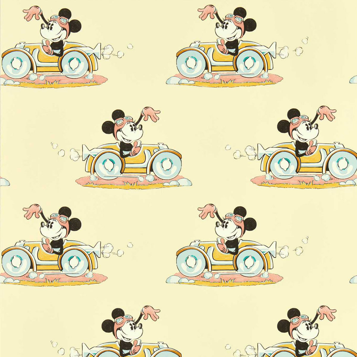 Sanderson X Disney &#39;Minnie On The Move - Sherbet&#39; Wallpaper