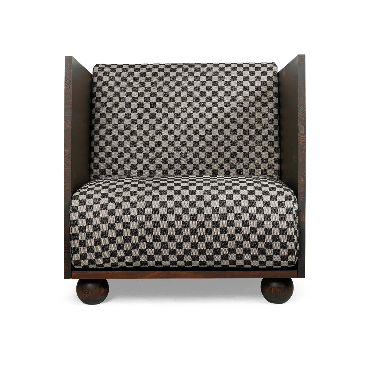 Rum Lounge Chair Dark Stained Check Sand/Black - ferm LIVING
