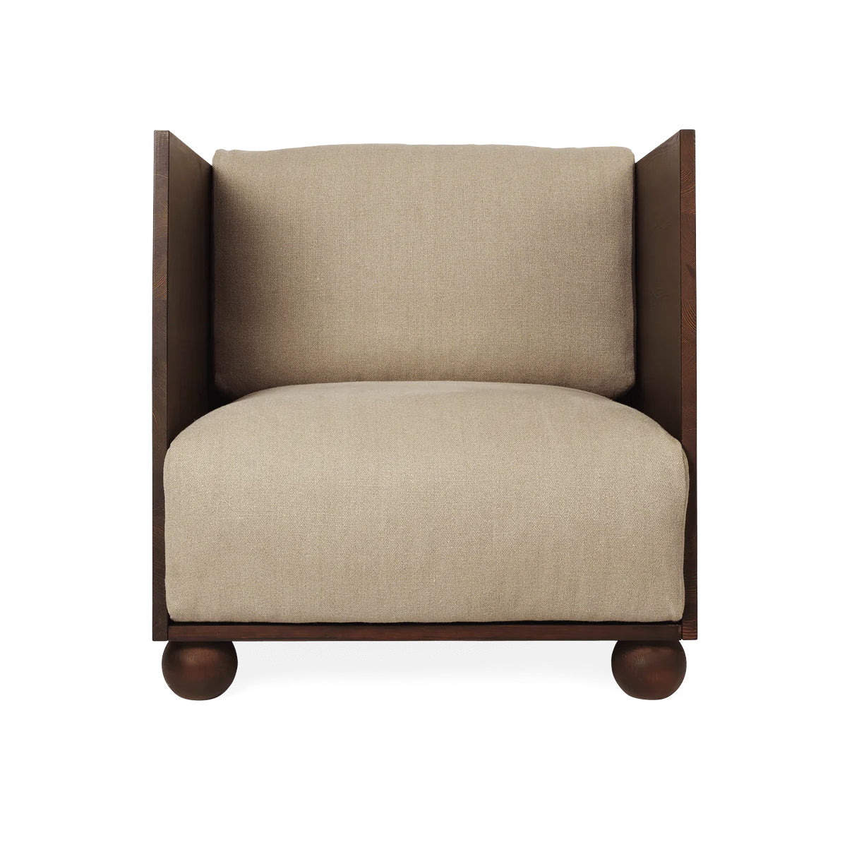 Rum Lounge Chair Dark Stained Classic Linen Natural - ferm LIVING
