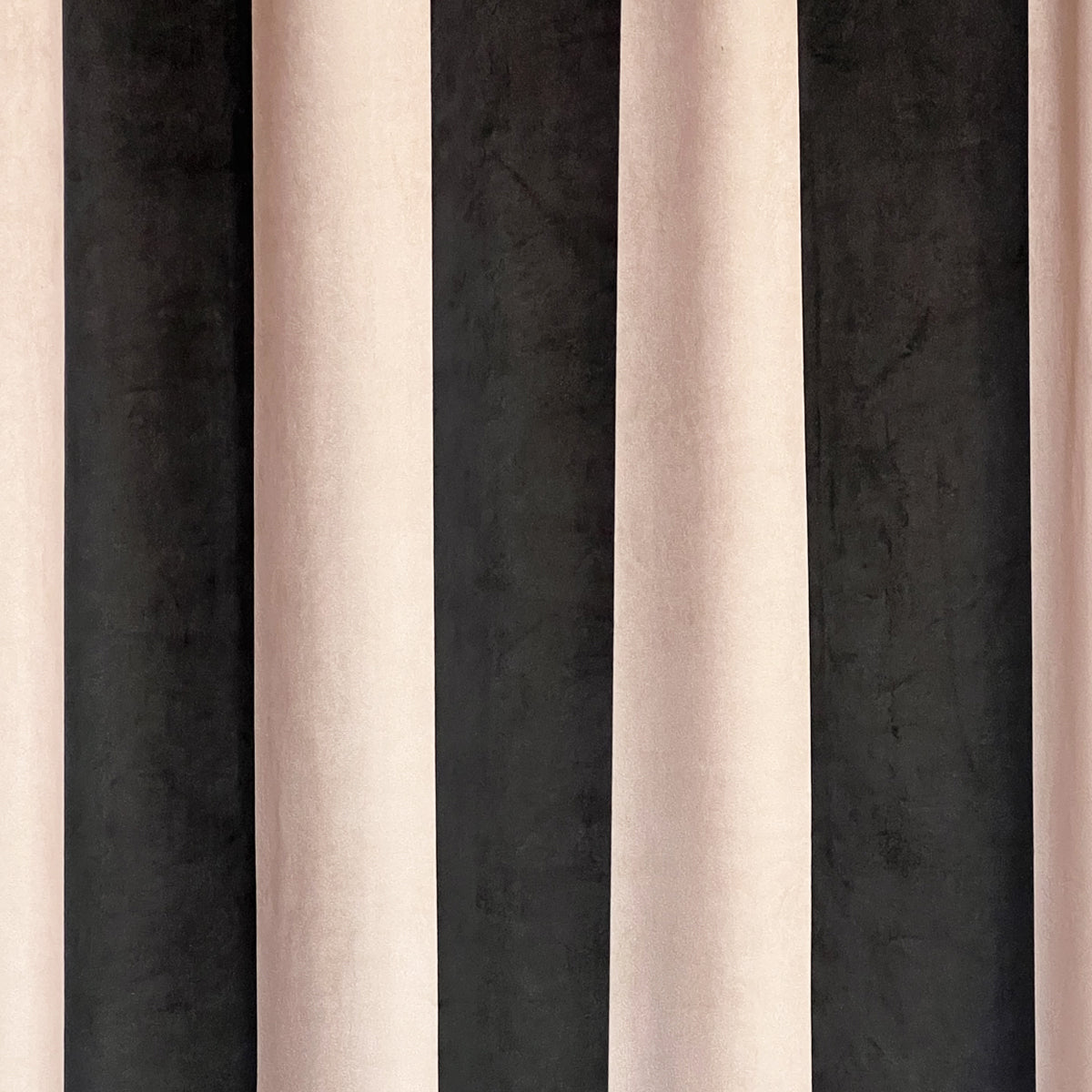 Somerset Stripe Noir Printed Velvet Panel Curtain