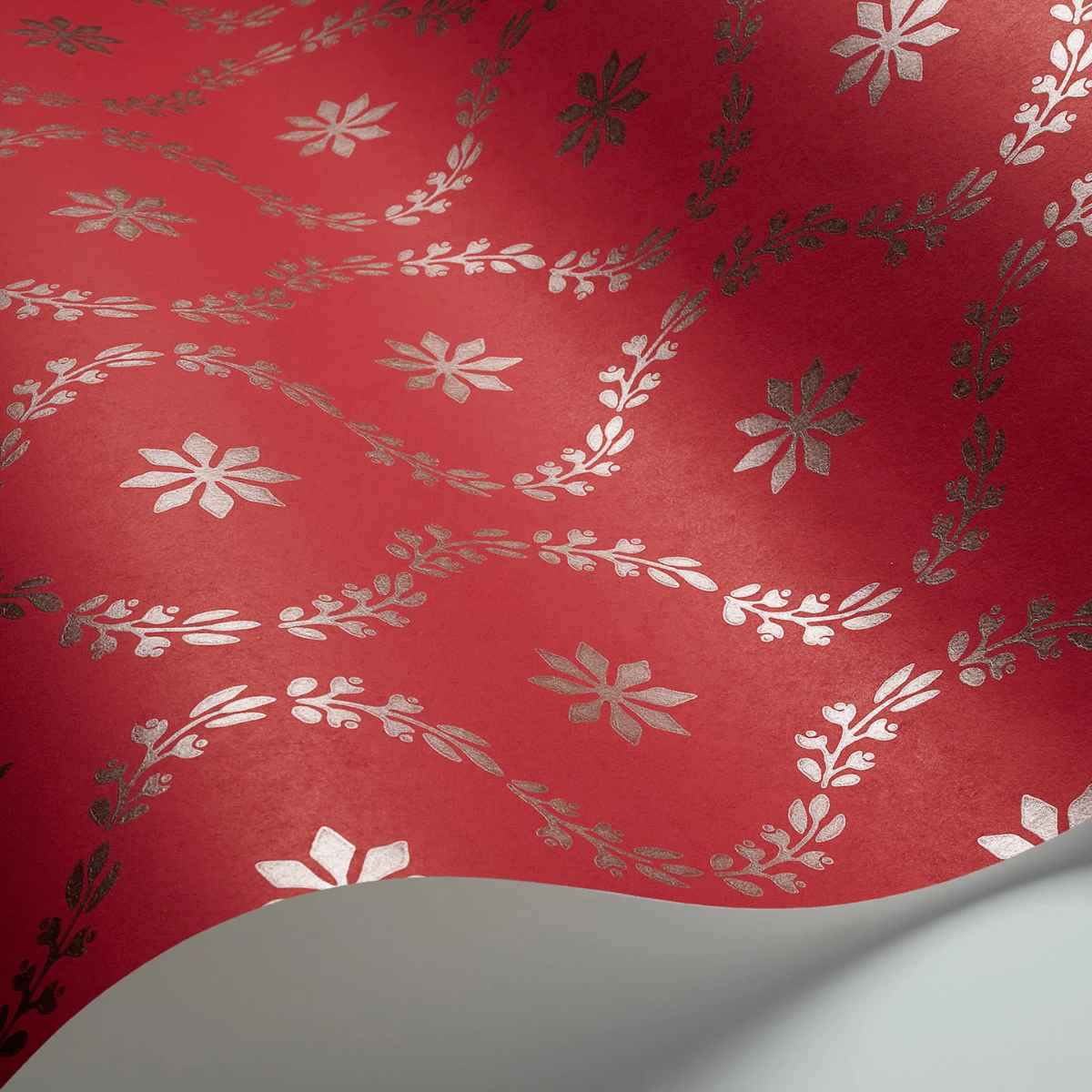Cole &amp; Son &#39;Clandon - Pewter on Red&#39; Wallpaper