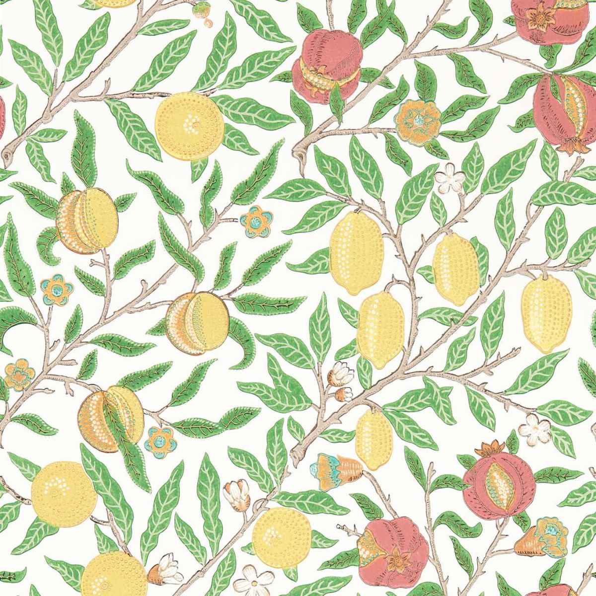 Morris &amp; Co &#39;Fruit - Leaf Green/Madder&#39; Wallpaper