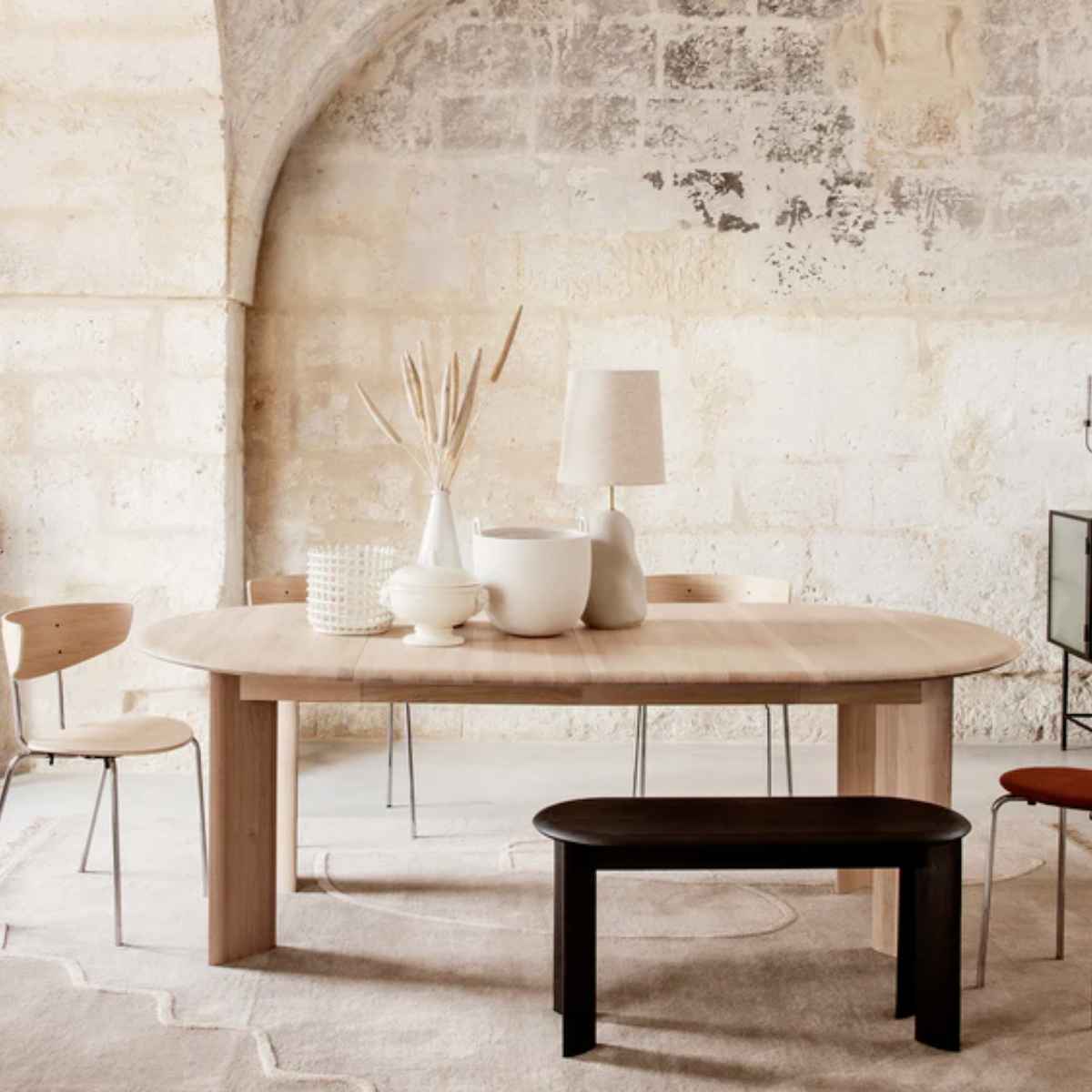 Bevel Table Extendable x2 White Oiled Oak - ferm LIVING