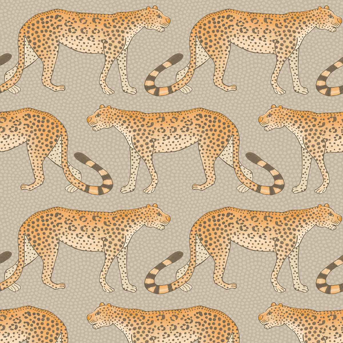 Cole &amp; Son &#39;Leopard Walk - Orange on Linen&#39; Wallpaper