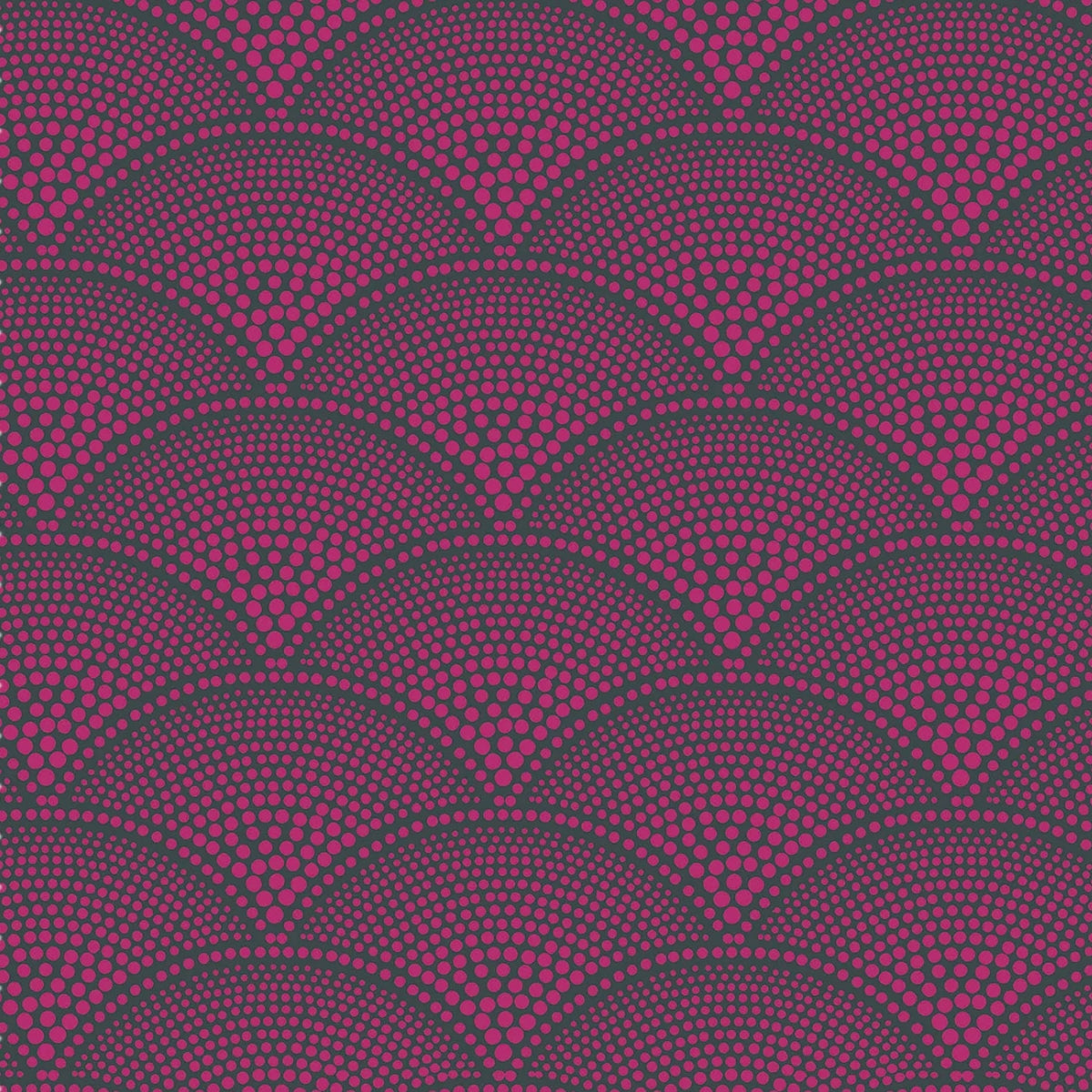 Cole &amp; Son &#39;Feather Fan Jacquard - Magenta on Charcoal&#39; Fabric