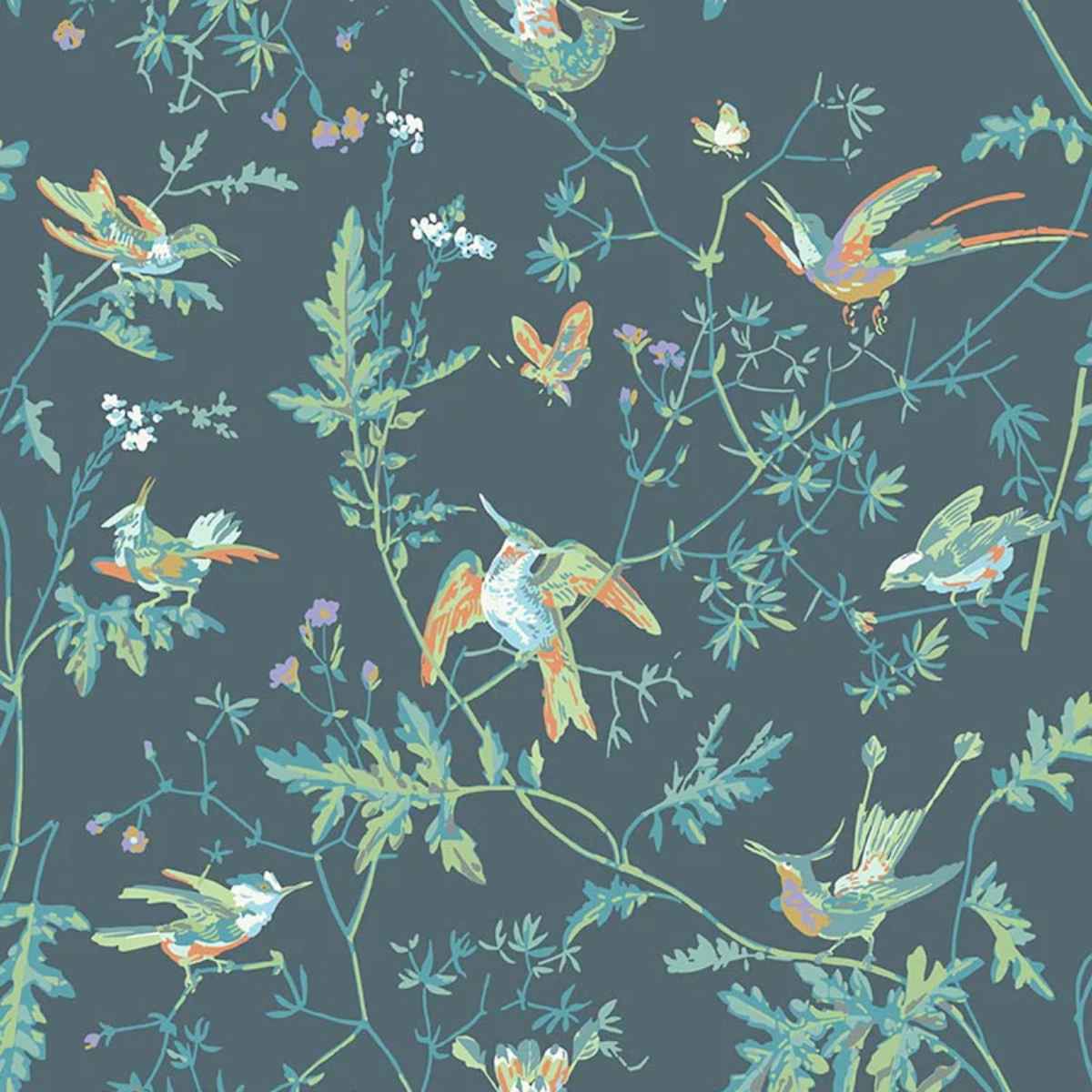 Cole &amp; Son &#39; Hummingbirds - Viridian&#39; Wallpaper
