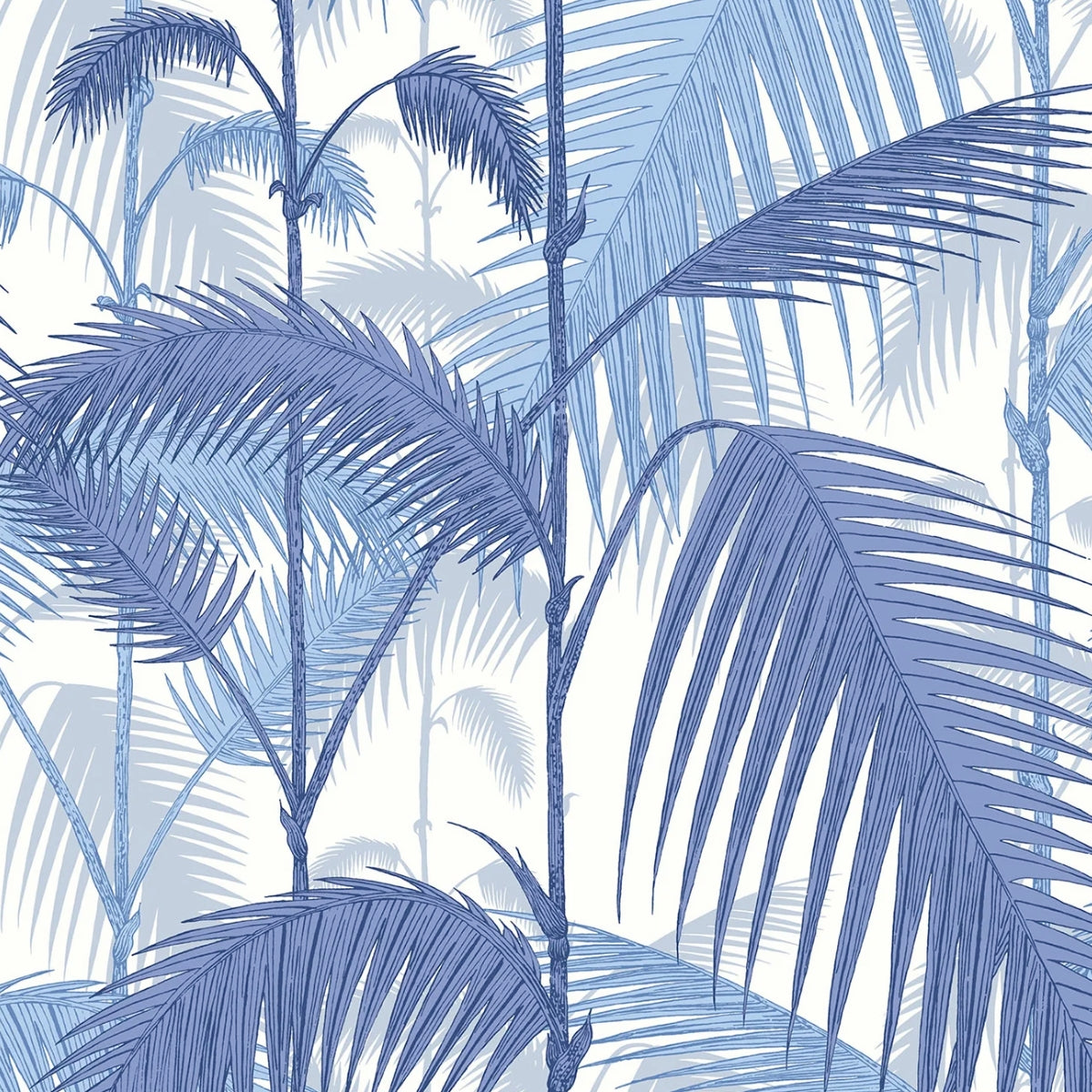 Cole &amp; Son &#39;Palm Jungle Linen Union - Hyacinth on White&#39; Fabric