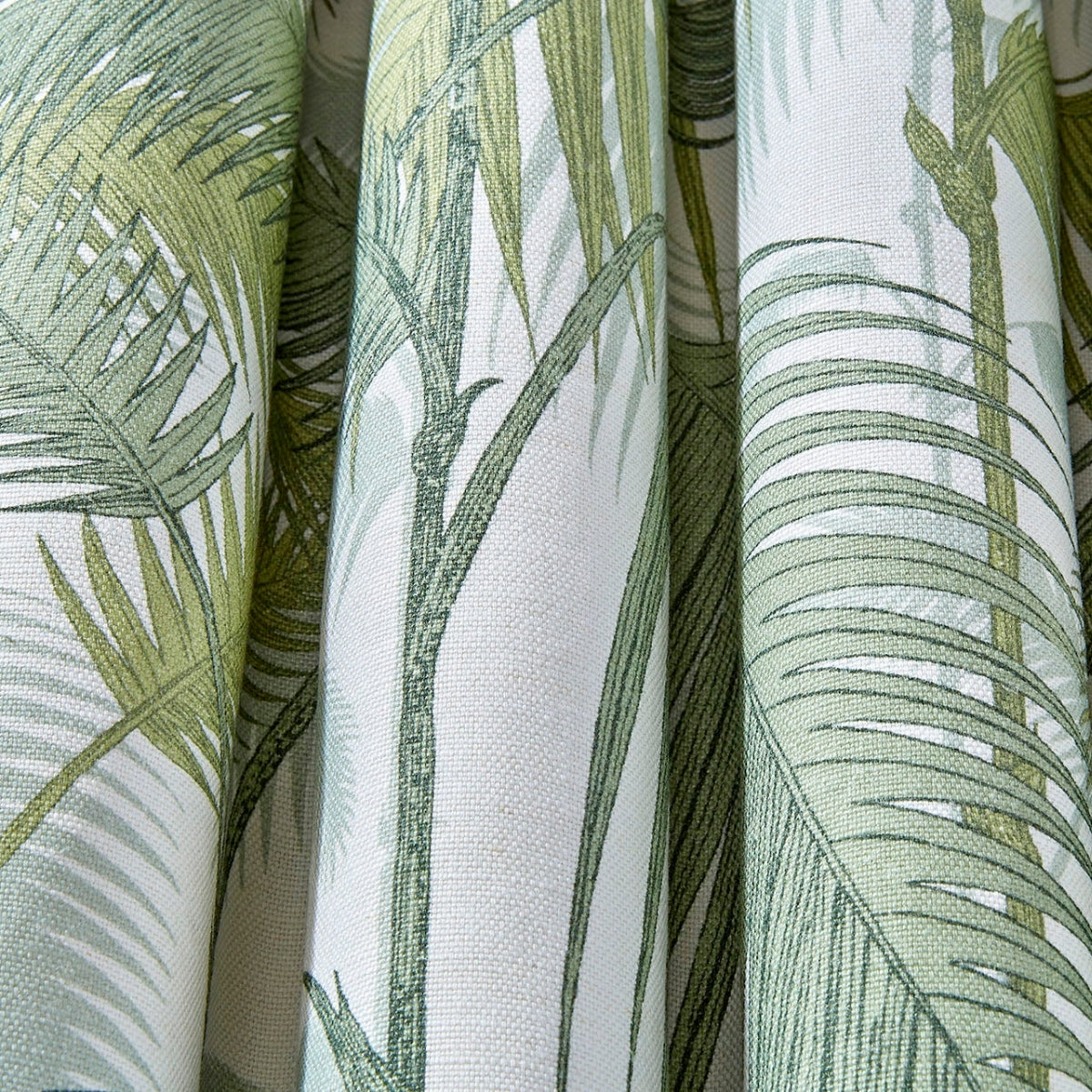 Cole &amp; Son &#39;Palm Jungle Linen Union - Olive Green on White&#39; Fabric