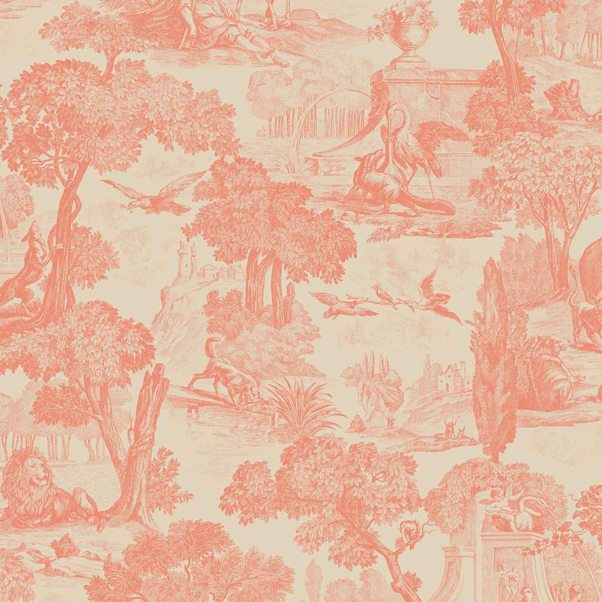 Cole &amp; Son &#39;Versailles - Coral on Stone&#39; Wallpaper