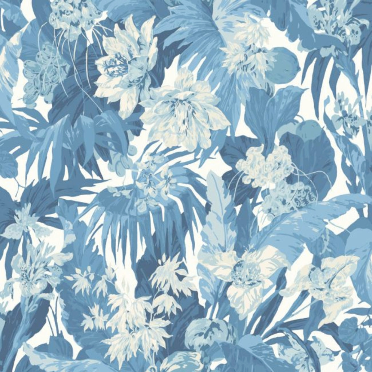 GP&amp;J Baker &#39;Tropical Floral - Blue&#39; Wallpaper