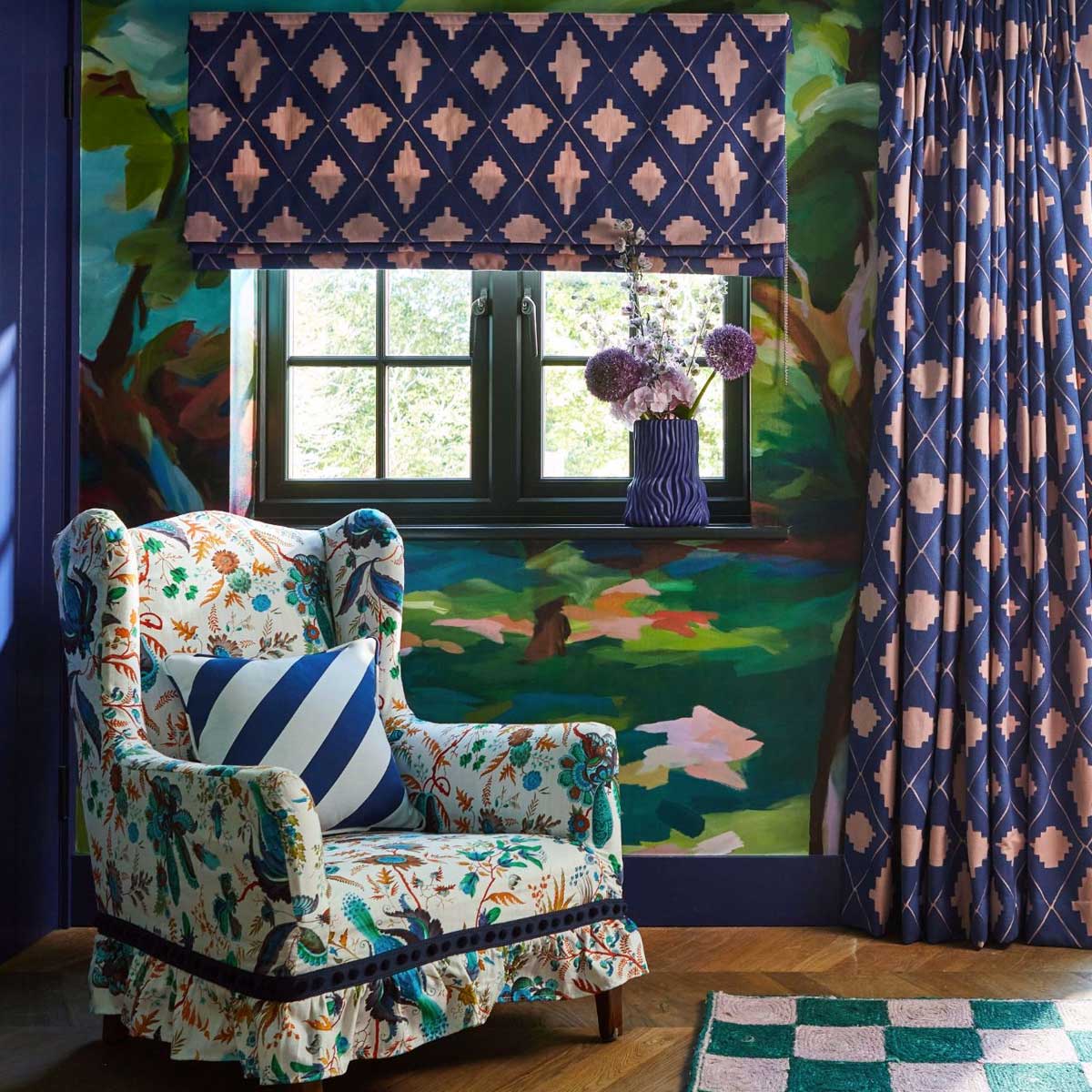 Harlequin X Sophie Robinson &#39;Wonderland Floral - Lapis/Emerald/Carnelian&#39; Fabric