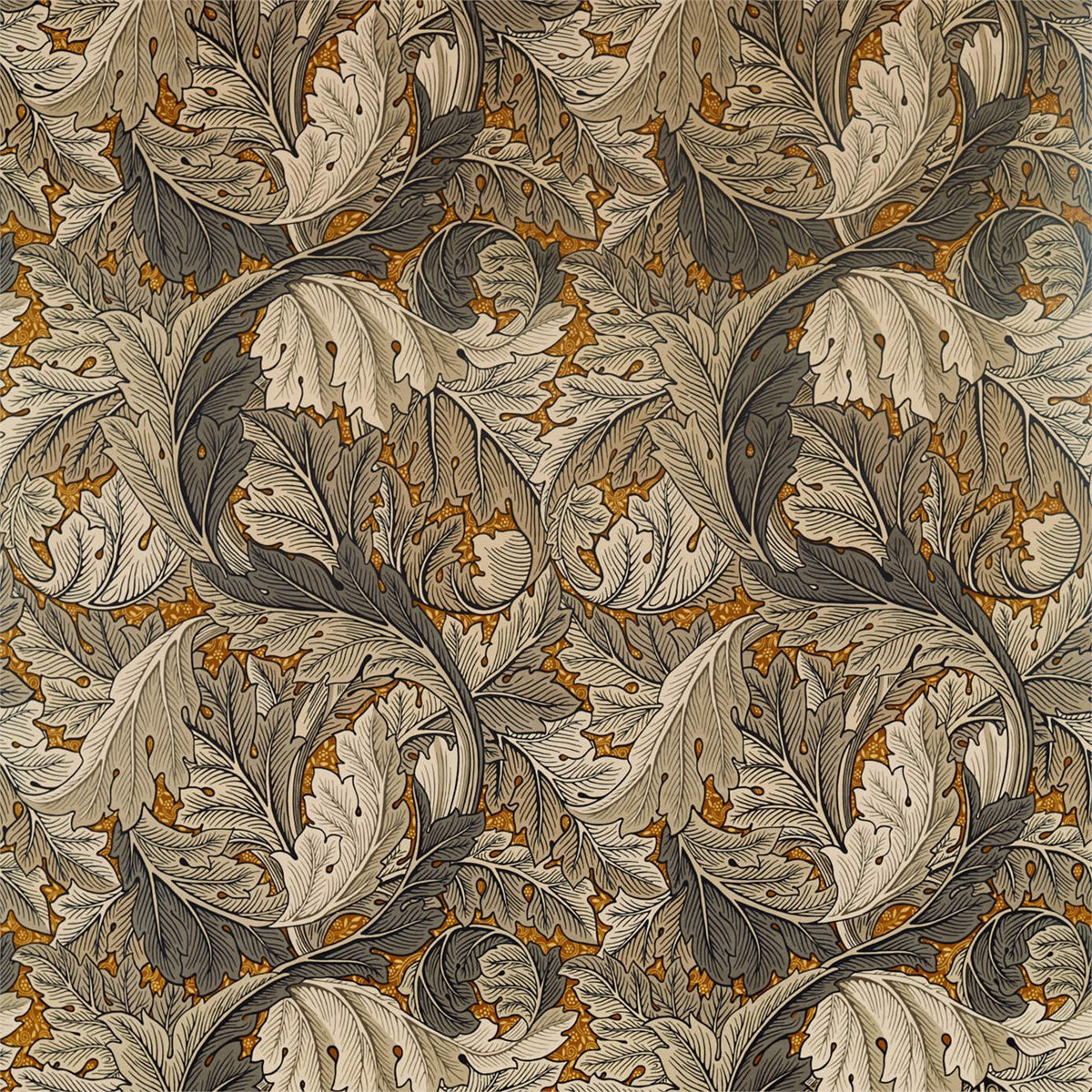 Morris &amp; Co &#39;Acanthus Velvet - Mustard/Grey&#39; Fabric