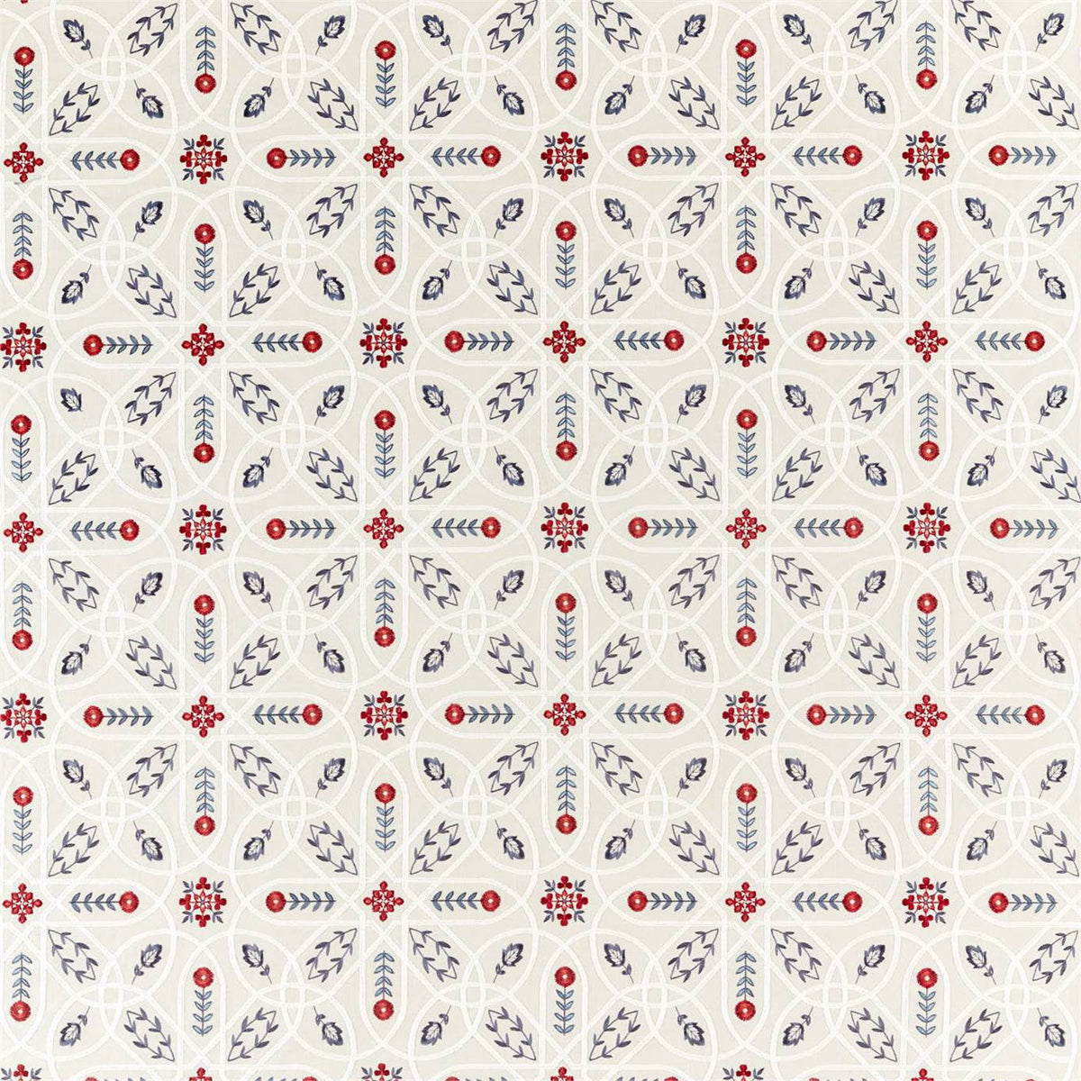 Morris &amp; Co &#39;Brophy Embroidery - Indigo&#39; Fabric