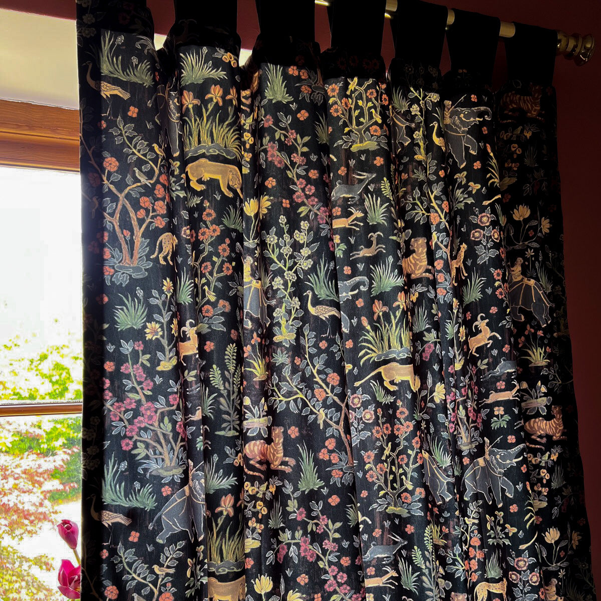 Raj Onyx Printed Velvet Panel Curtain