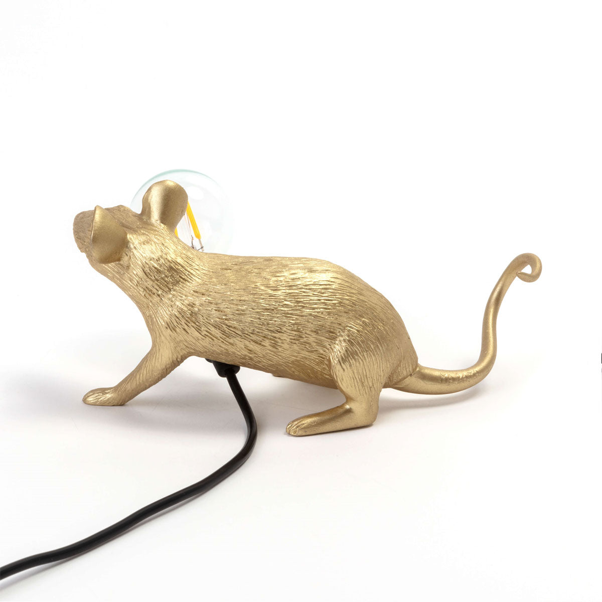 Gold Mouse Lamp Laying Down - Seletti