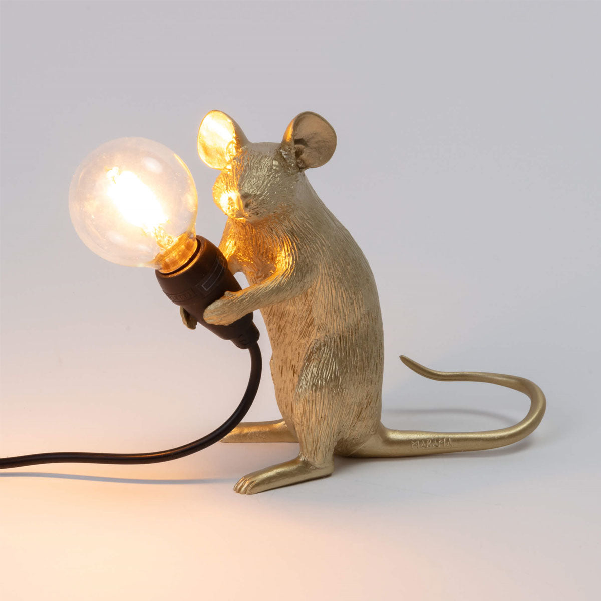 Gold Mouse Lamp Sitting - Seletti