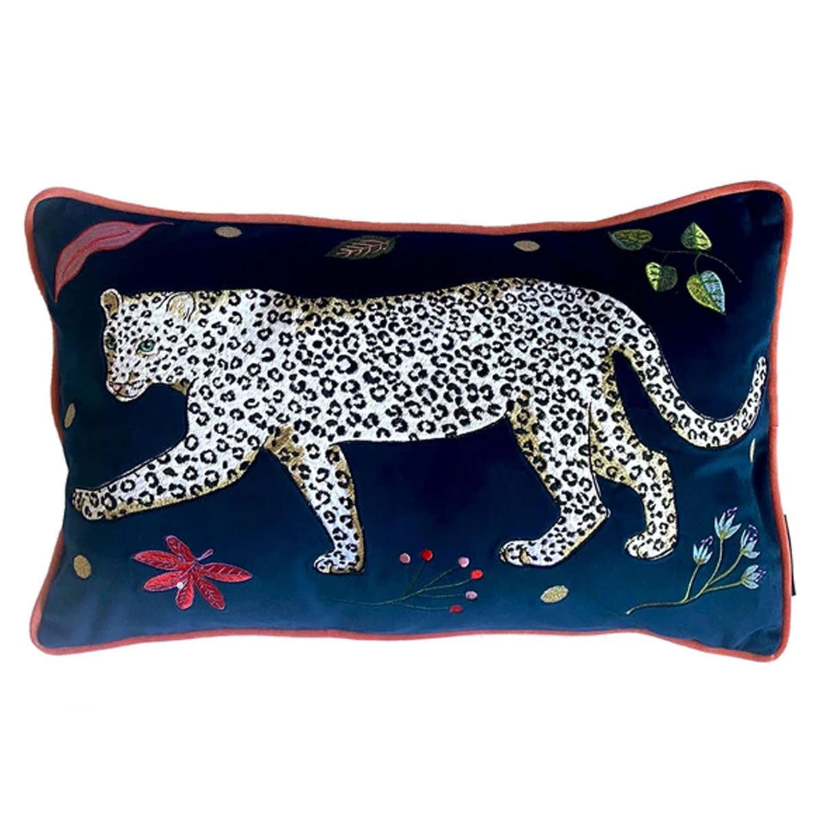 Snow Leopard Left Bolster Cushion Cover - Karen Mabon