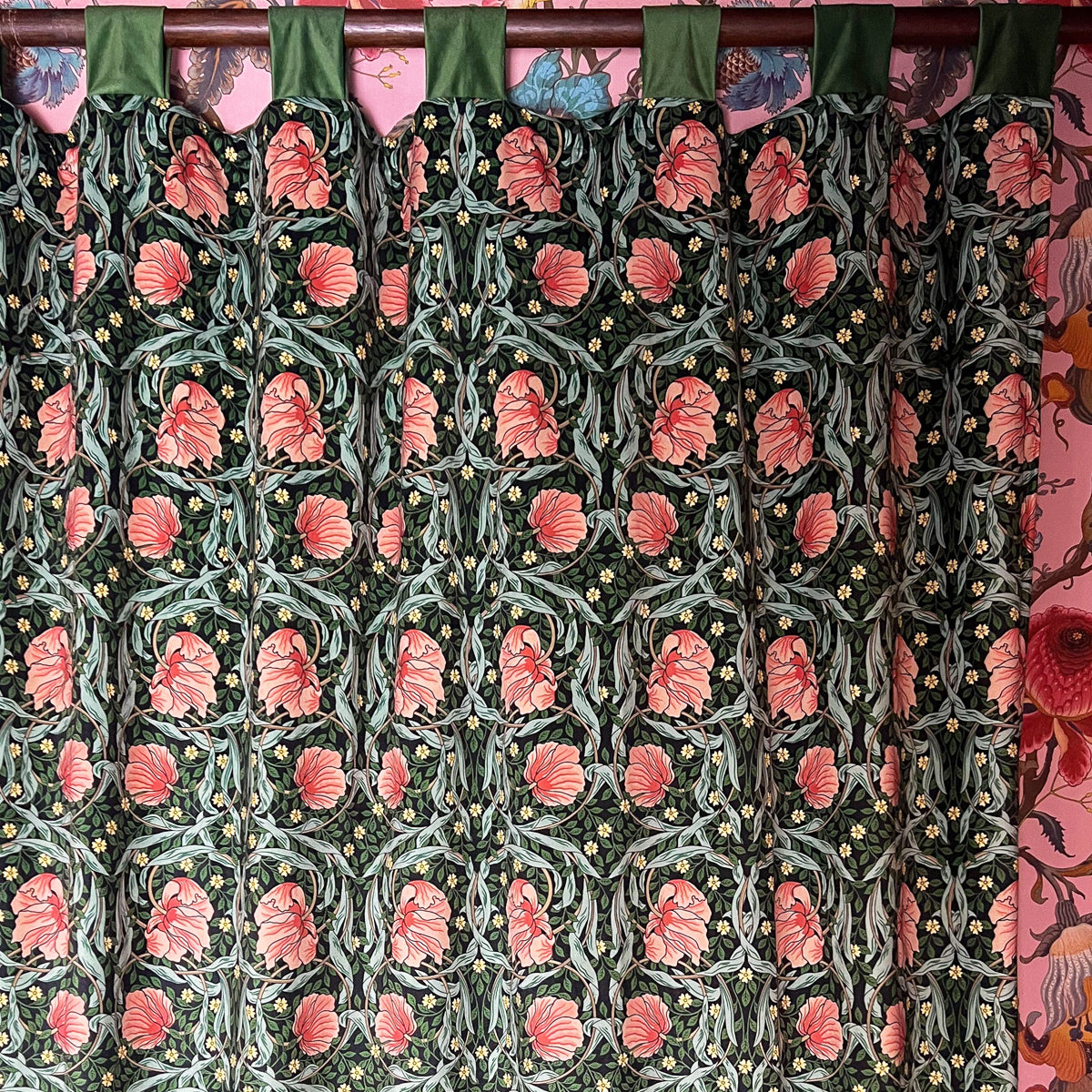 Tulips Printed Velvet Panel Curtain