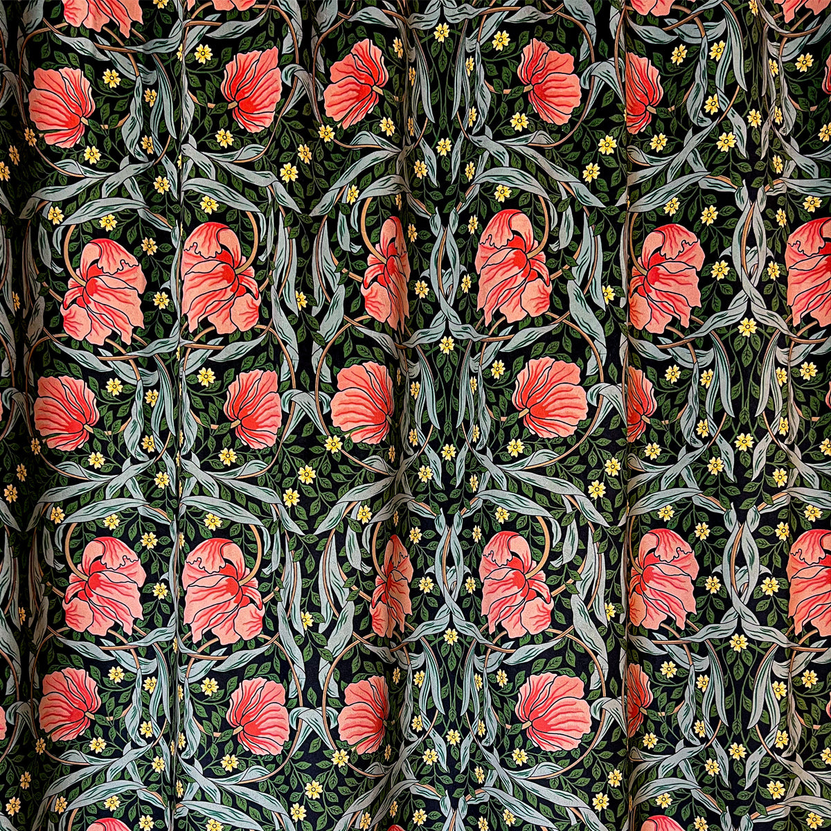 Tulips Printed Velvet Panel Curtain