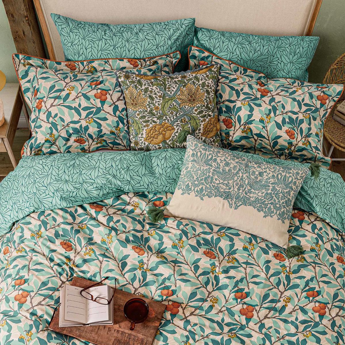 Morris &amp; Co Arbutus Turquoise Bedding