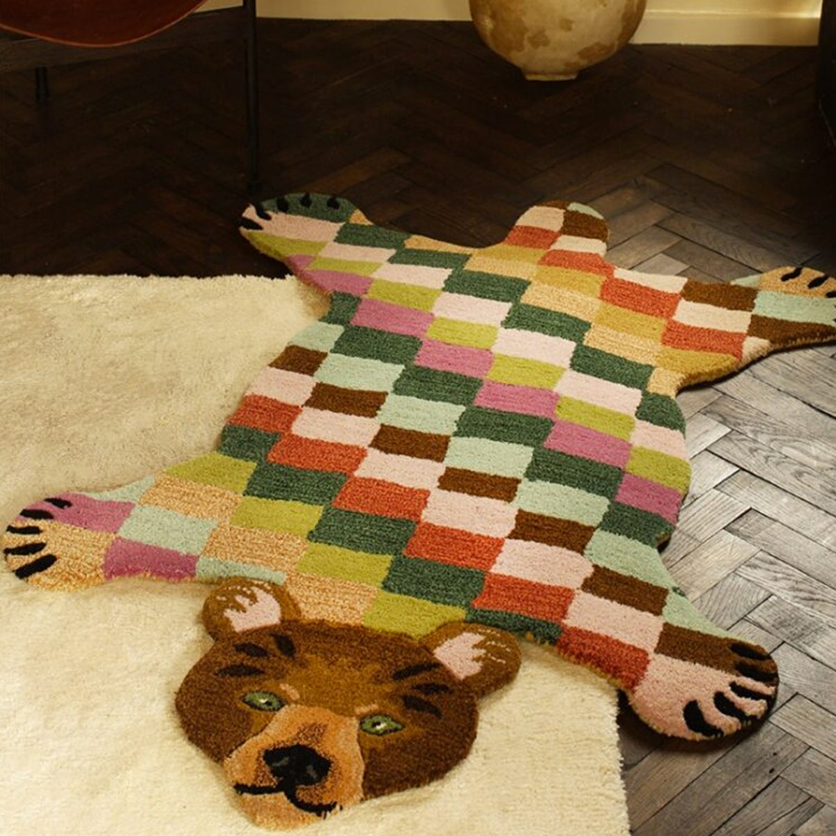 Archie Check Bear Rug Large - Doing Goods