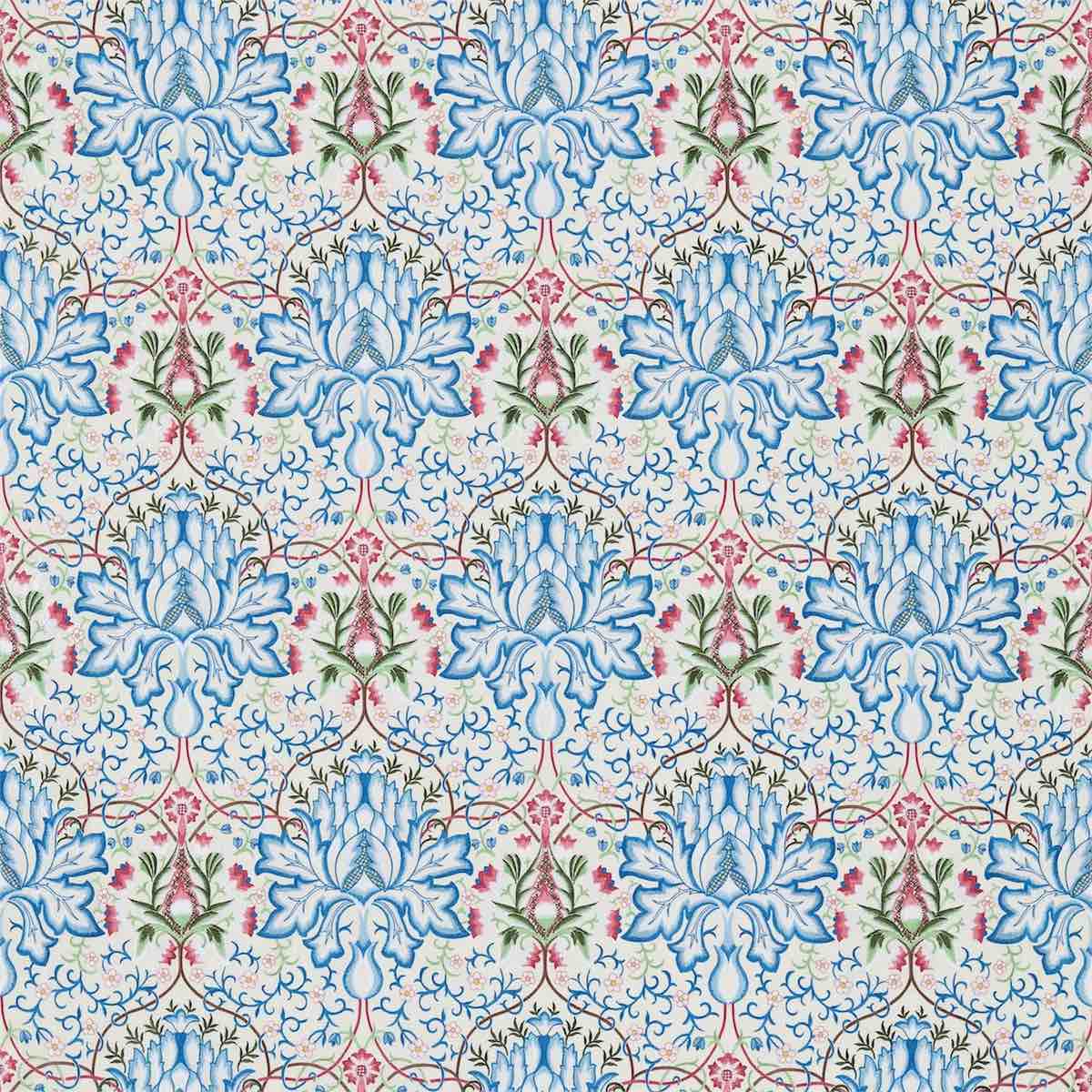 Morris &amp; Co &#39;Artichoke Embroidery - Peacock/Cream&#39; Fabric