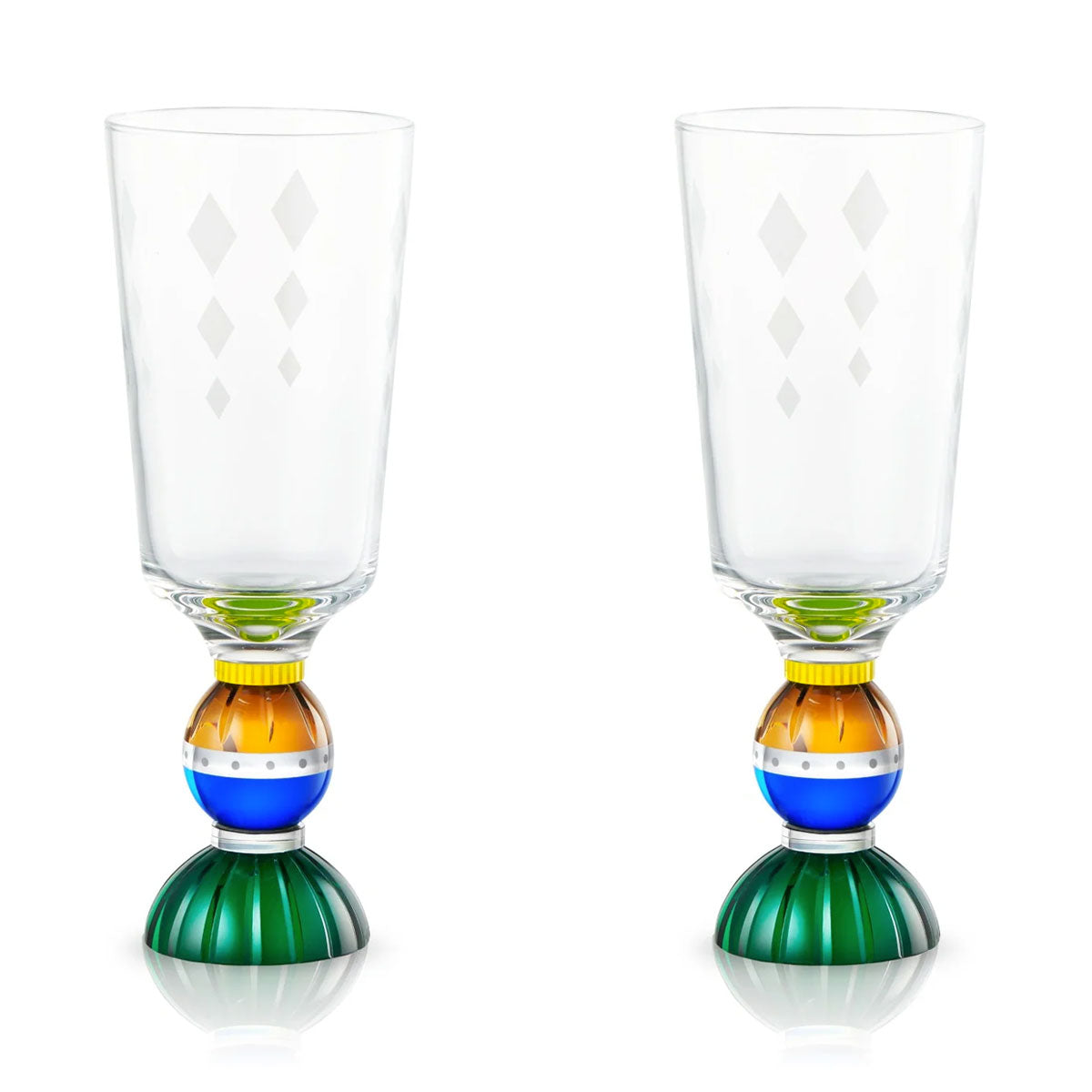 Ascot Tall Crystal Glasses Set of 2 Clear/Emerald/Cobalt/Brown/Yellow - Reflections Copenhagen