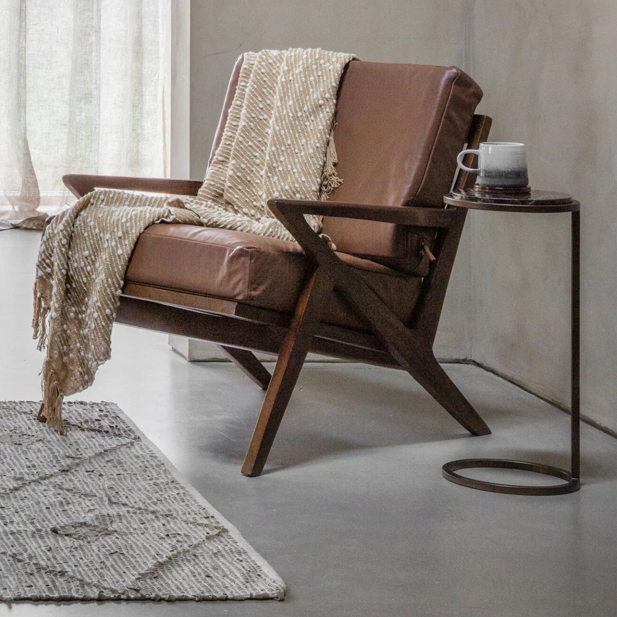 Atherton Wooden Upholstered Leather Armchair - Courthouse Furniture