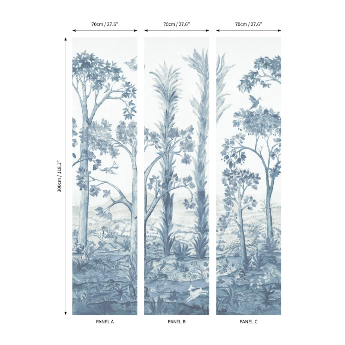 GP&amp;J Baker X Kit Kemp &#39;Tall Trees - Delft Blue&#39; Wallpaper