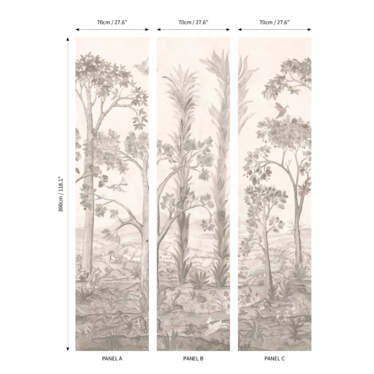GP&amp;J Baker X Kit Kemp &#39;Tall Trees - Sepia&#39; Wallpaper