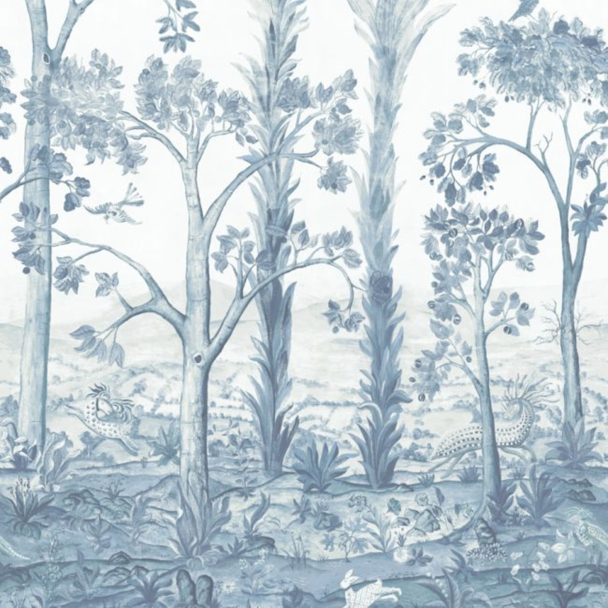 GP&amp;J Baker X Kit Kemp &#39;Tall Trees - Delft Blue&#39; Wallpaper