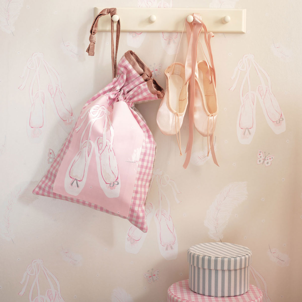 Ballet Shoes Pink Fabric - Sanderson