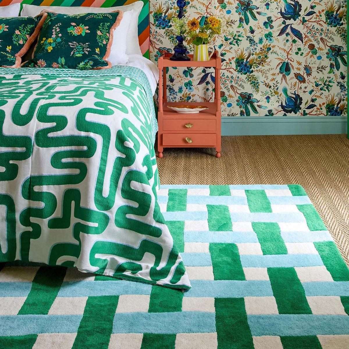 Harlequin X Sophie Robinson &#39;Basketwave - Emerald/Aquamarine&#39; Rug