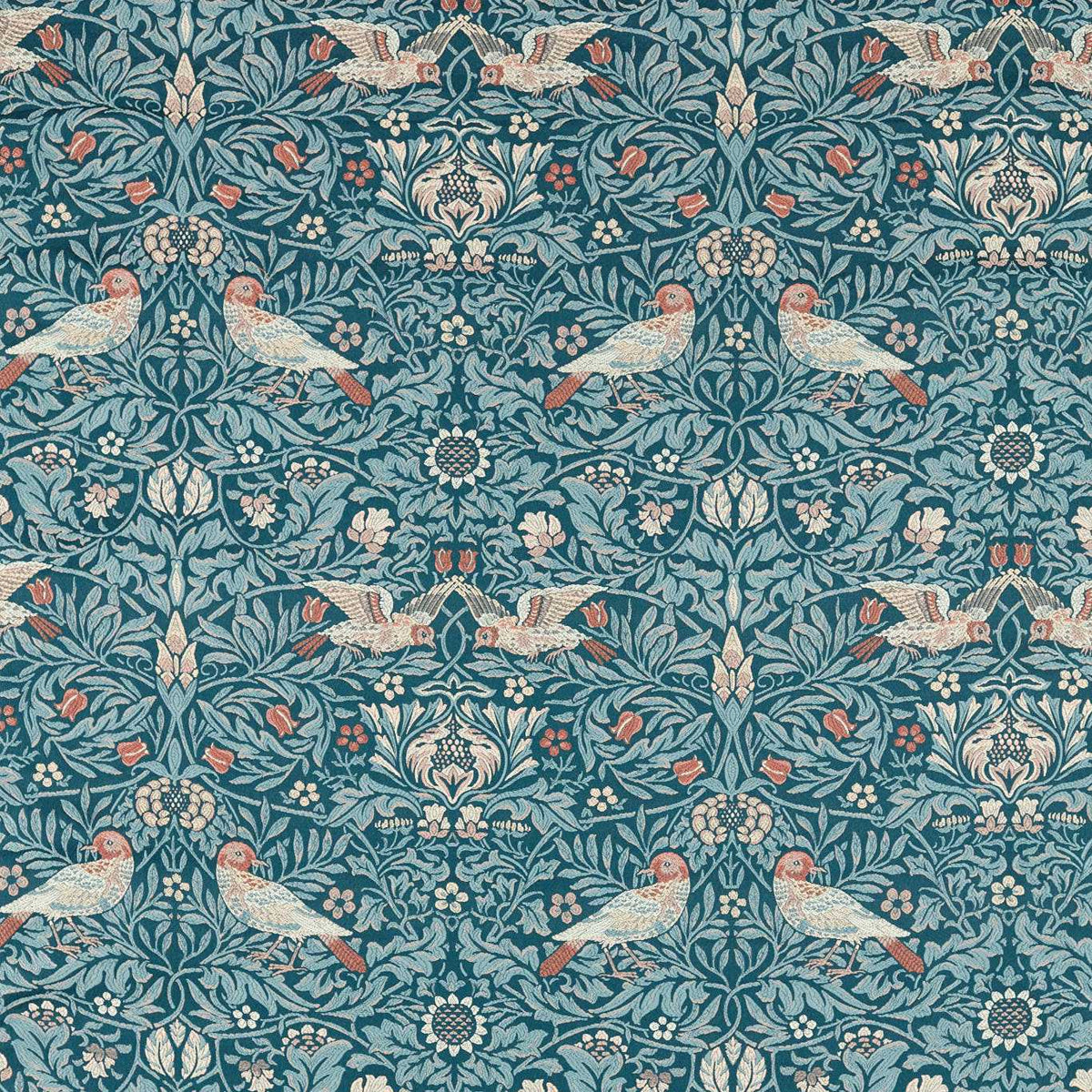 Morris &amp; Co &#39;Bird Tapestry - Webbs Blue&#39; Fabric
